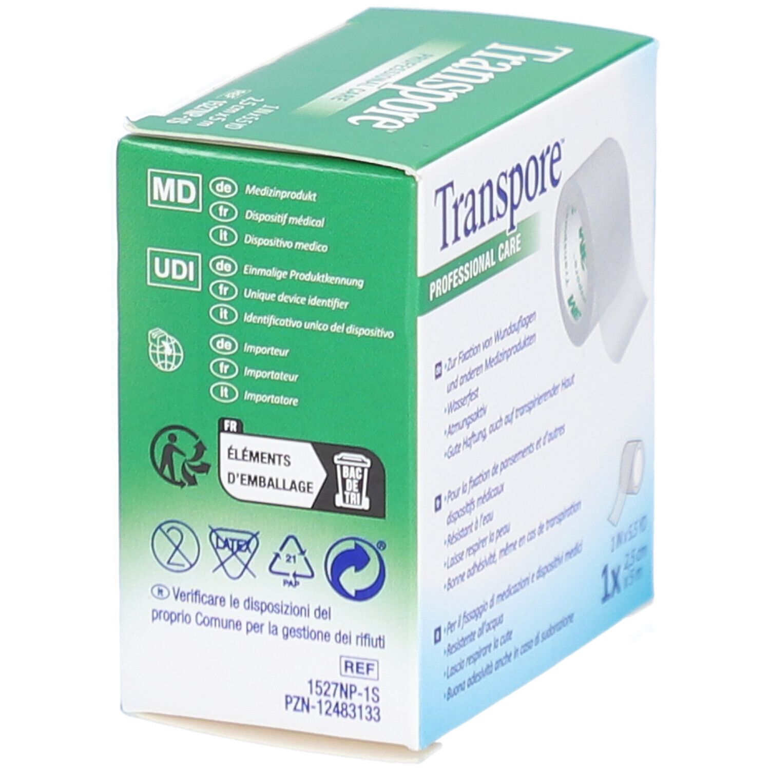 3M TRANSPORE™ Mikroperforiertes transparentes Heftpflaster 5 m x 25 mm
