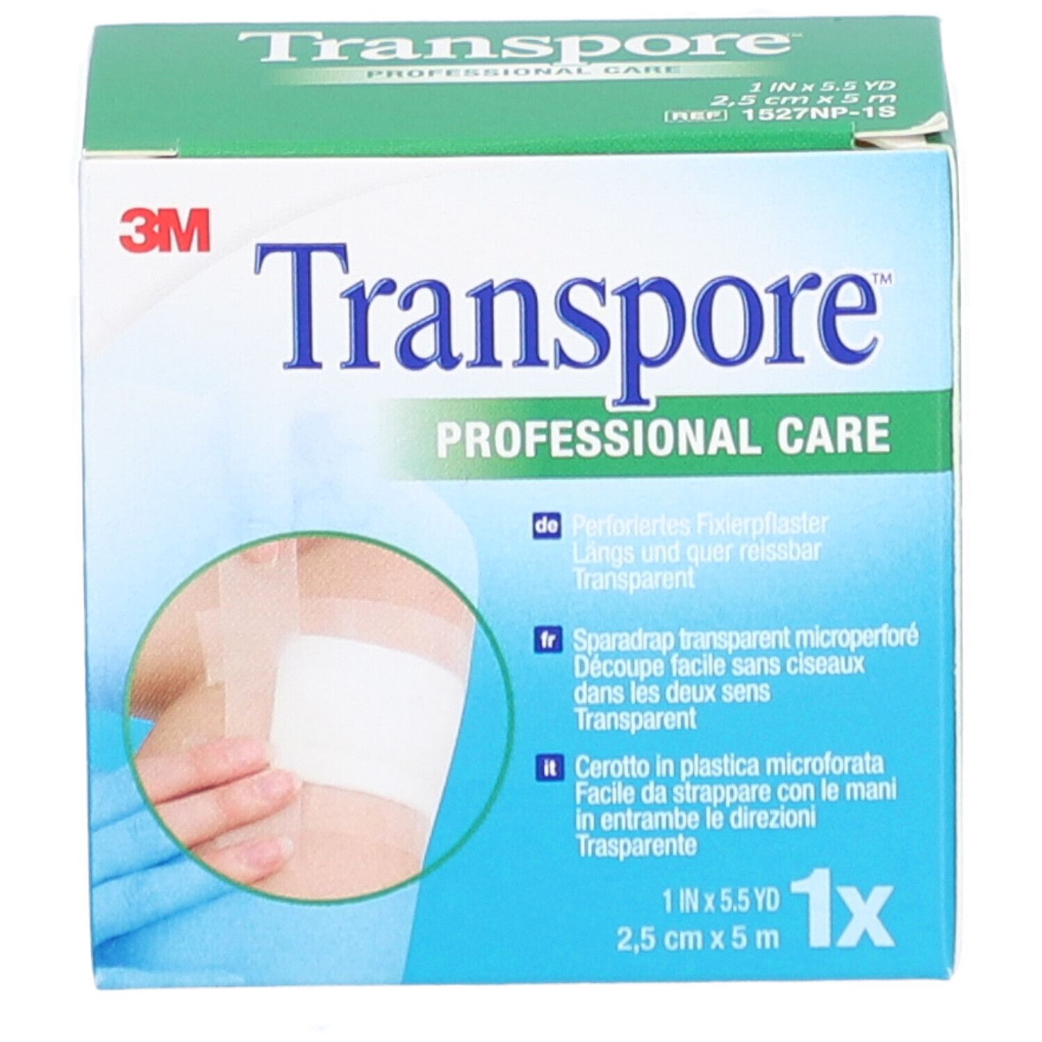 3M TRANSPORE™ Mikroperforiertes transparentes Heftpflaster 5 m x 25 mm