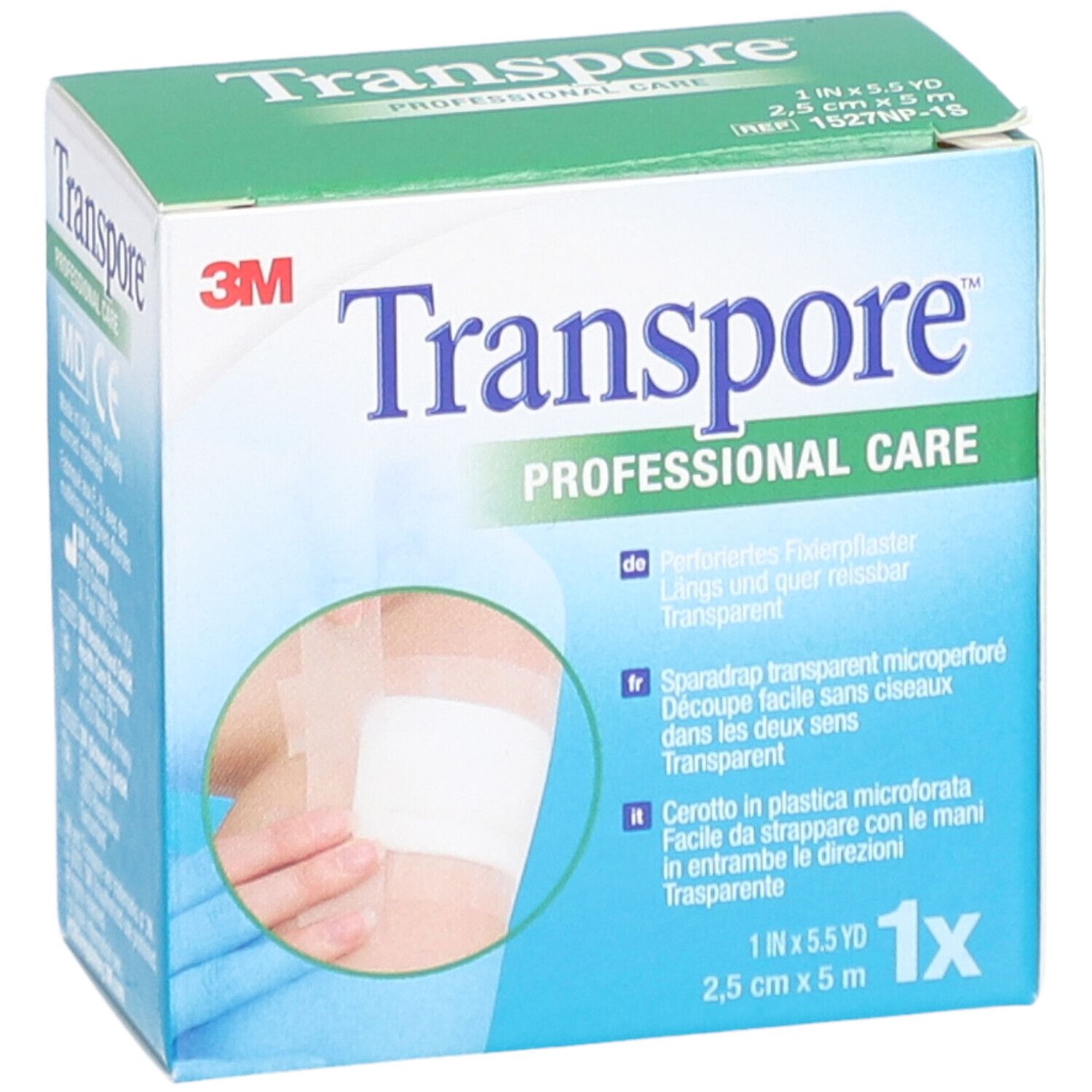 3M TRANSPORE™ Mikroperforiertes transparentes Heftpflaster 5 m x 25 mm
