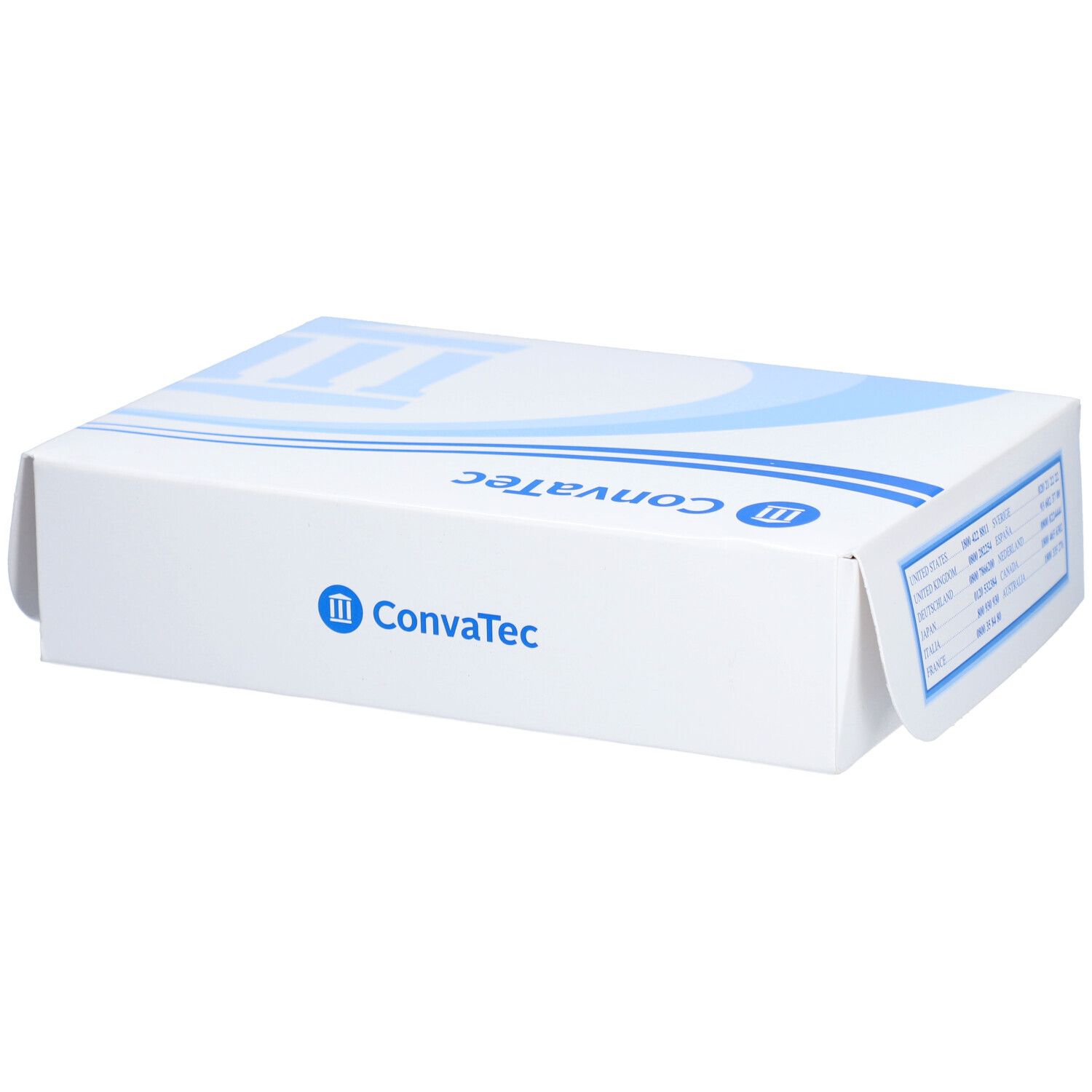 Boîte blanche avec logo bleu ConvaTec. Le nom de la marque est clairement visible.