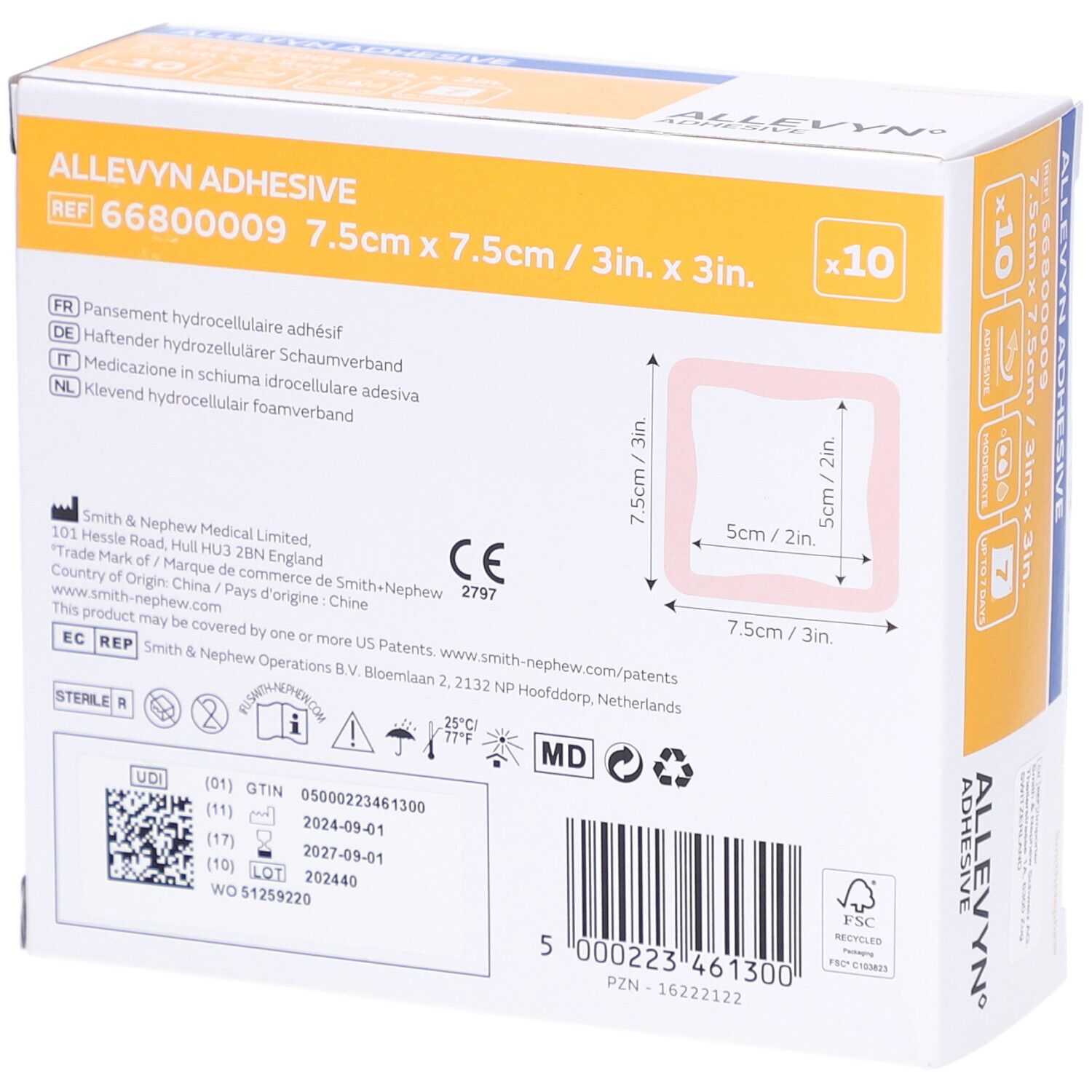 ALLEVYN ADHESIVE Hydrozelluläres Heftpflaster 7.5 x 7.5 cm