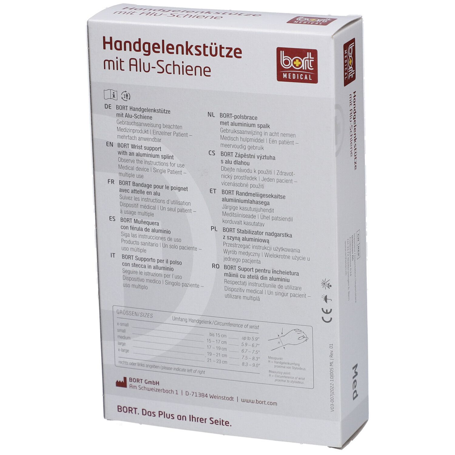 Bort Handgelenkstütze mit Alu-Schiene, beige, Gr. S rechts