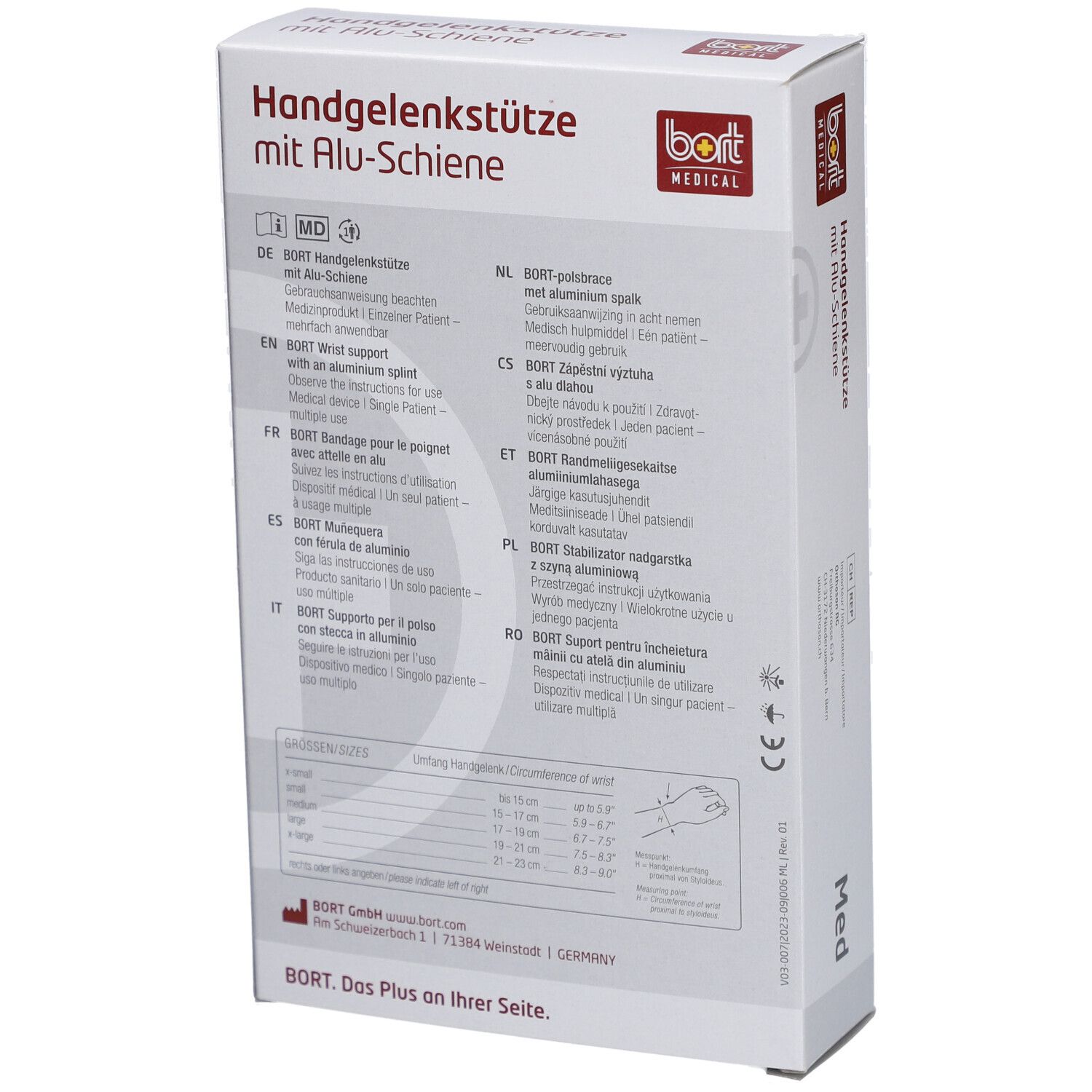 BORT Handgelenkstütze mit Alu-Schiene rechts haut Gr. M