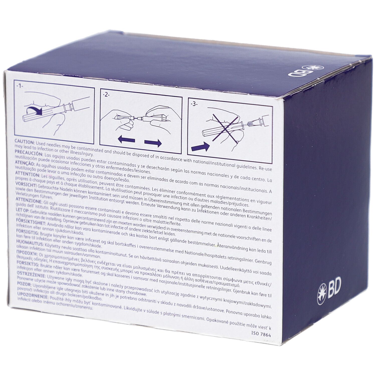 Rückseite der Produktverpackung mit Piktogrammen und Text. Warnhinweise und Anweisungen.