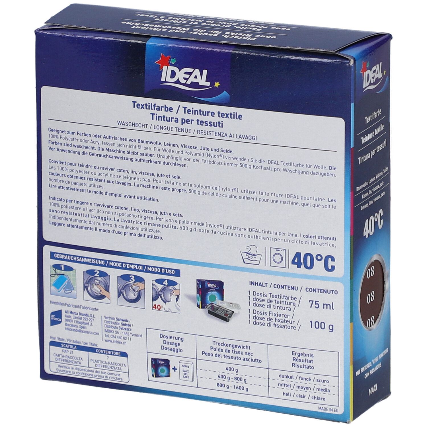 IDEAL Maxi Langanhaltende Textilfarbe - 08 Rotbraun