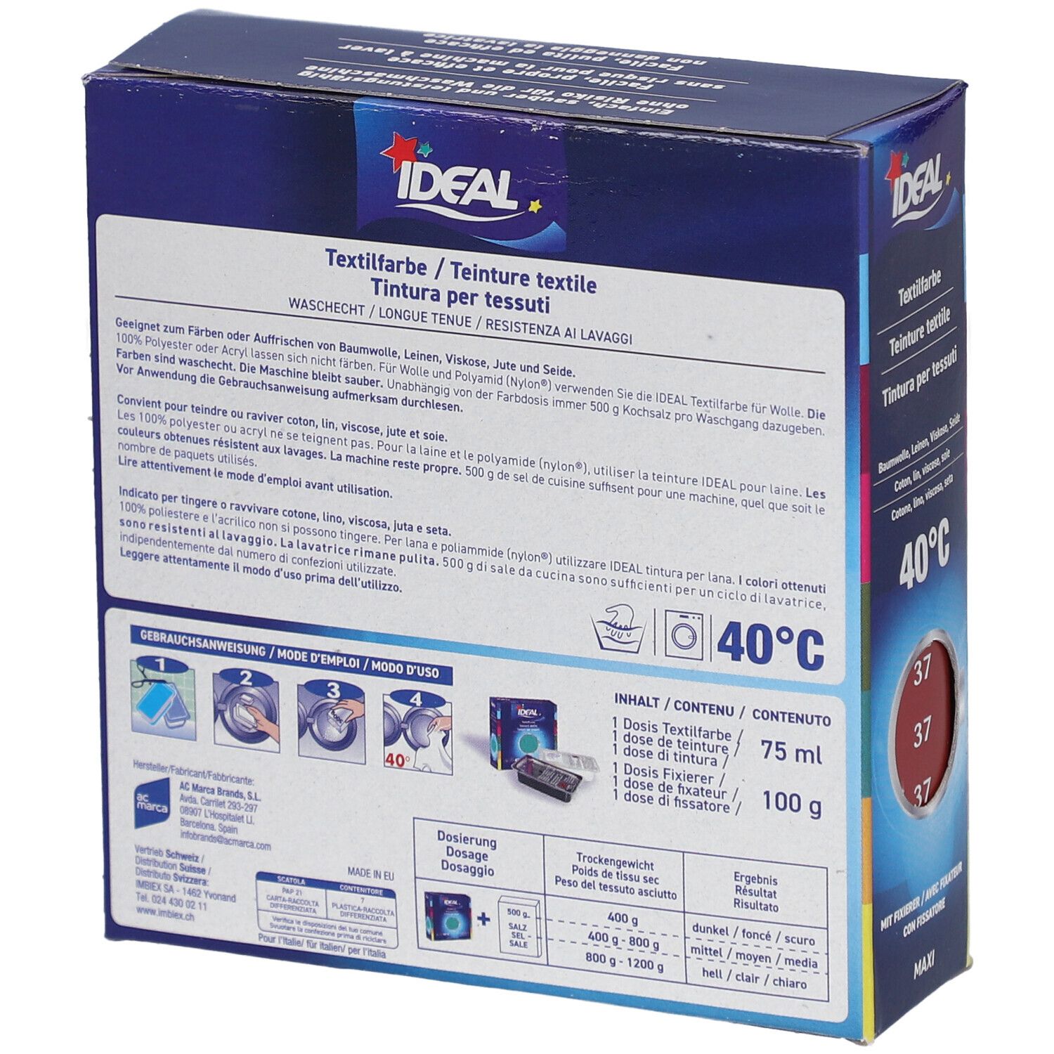 Ideal® MAXI Textilfarbe für Baumwolle No37 Hermesrot