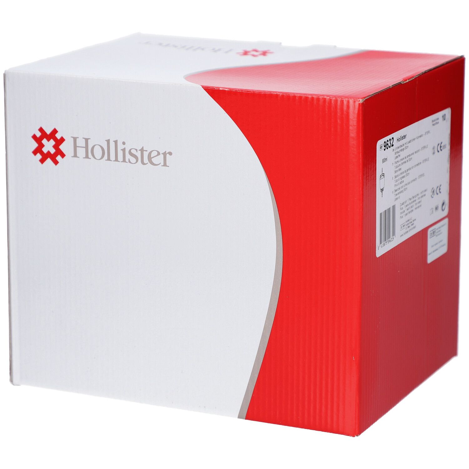 Boîte Hollister avec logo et marquage rouge. Inscription 9632 et informations produit.