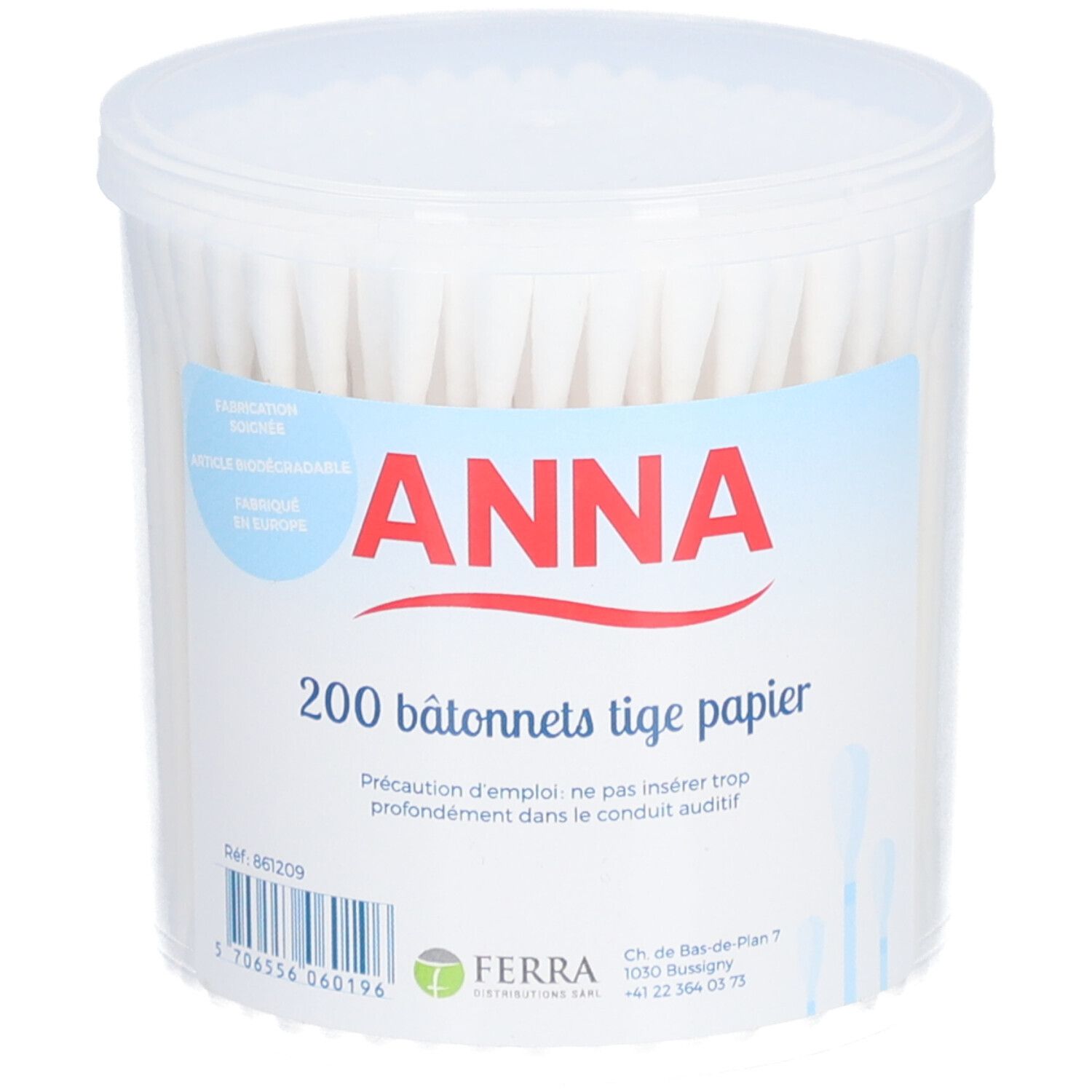 ANNA Wattestäbchen Papier 200 Stk