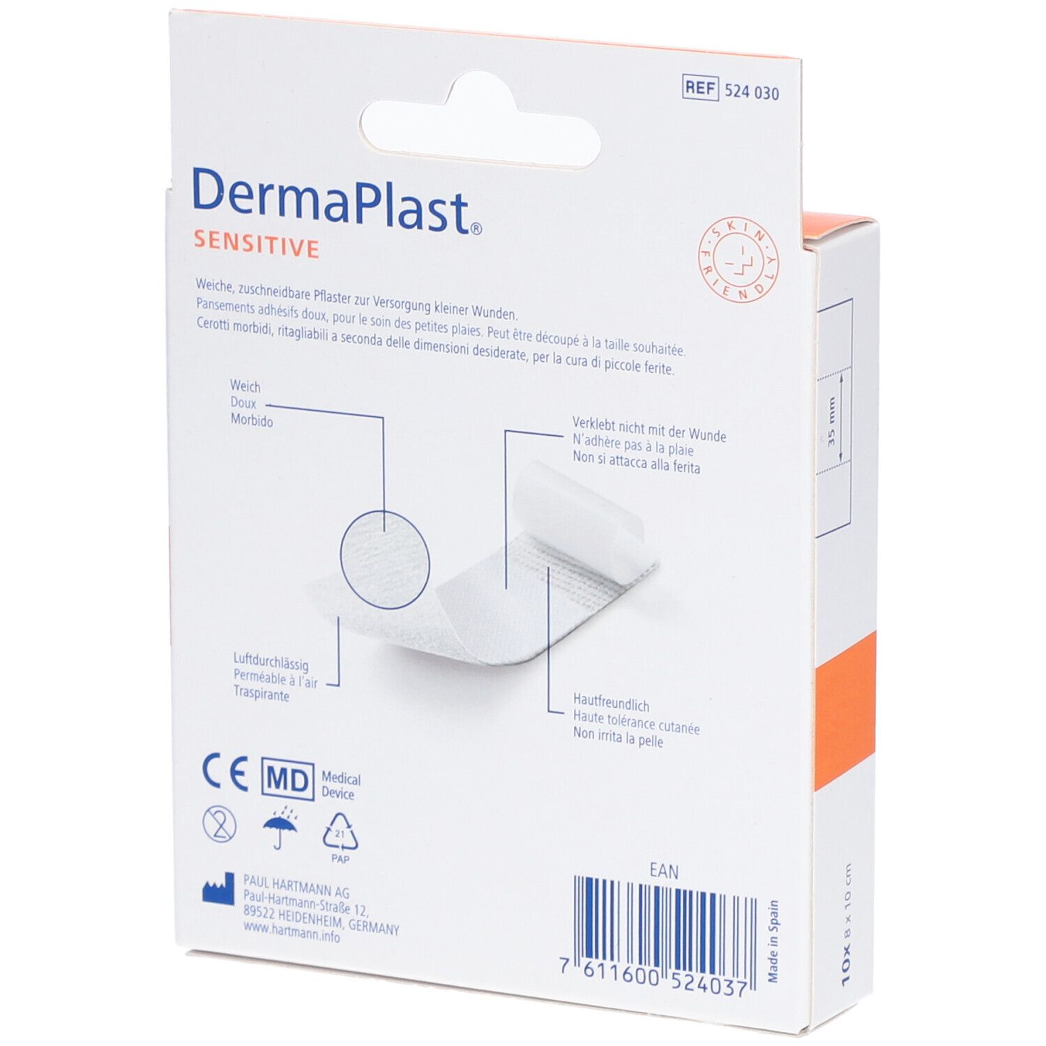 HARTMANN Dermaplast® Sensitivpflaster 8 cm x 10 cm weiß