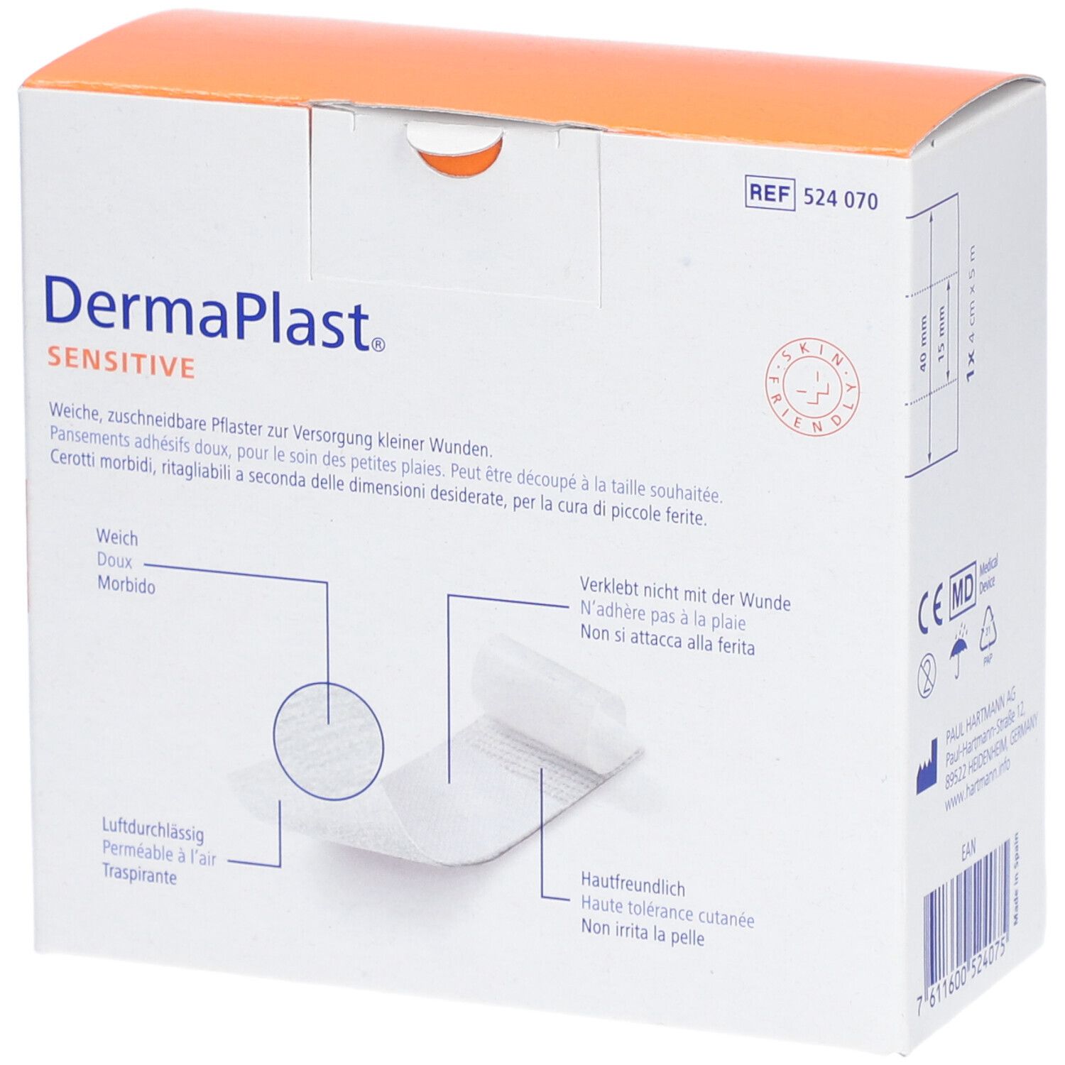 HARTMANN Dermaplast® Sensitivpflaster 4 cm x 5 m weiß