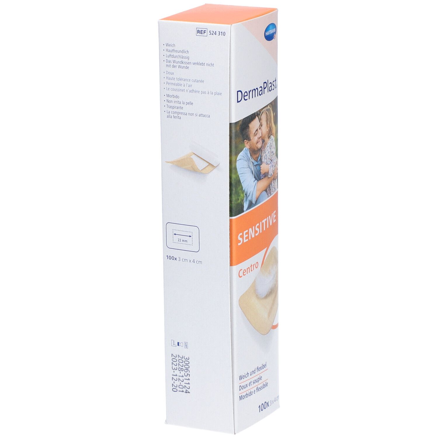 HARTMANN Dermaplast® Sensitive Centro Strip 3 x 4 cm couleur chair