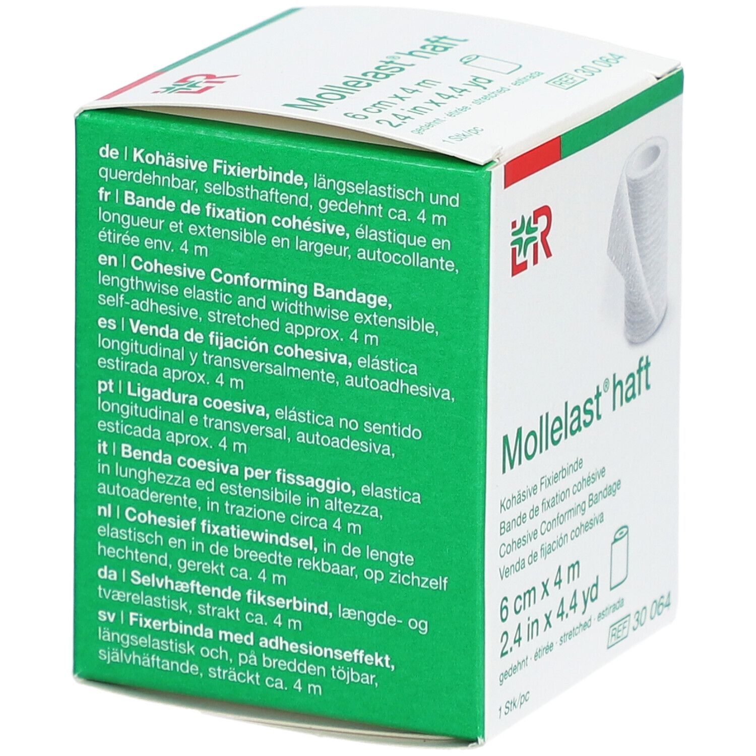 L&R Mollelast® Haft - Bande de fixation cohésive - 6 cm x 4 m - Blanc