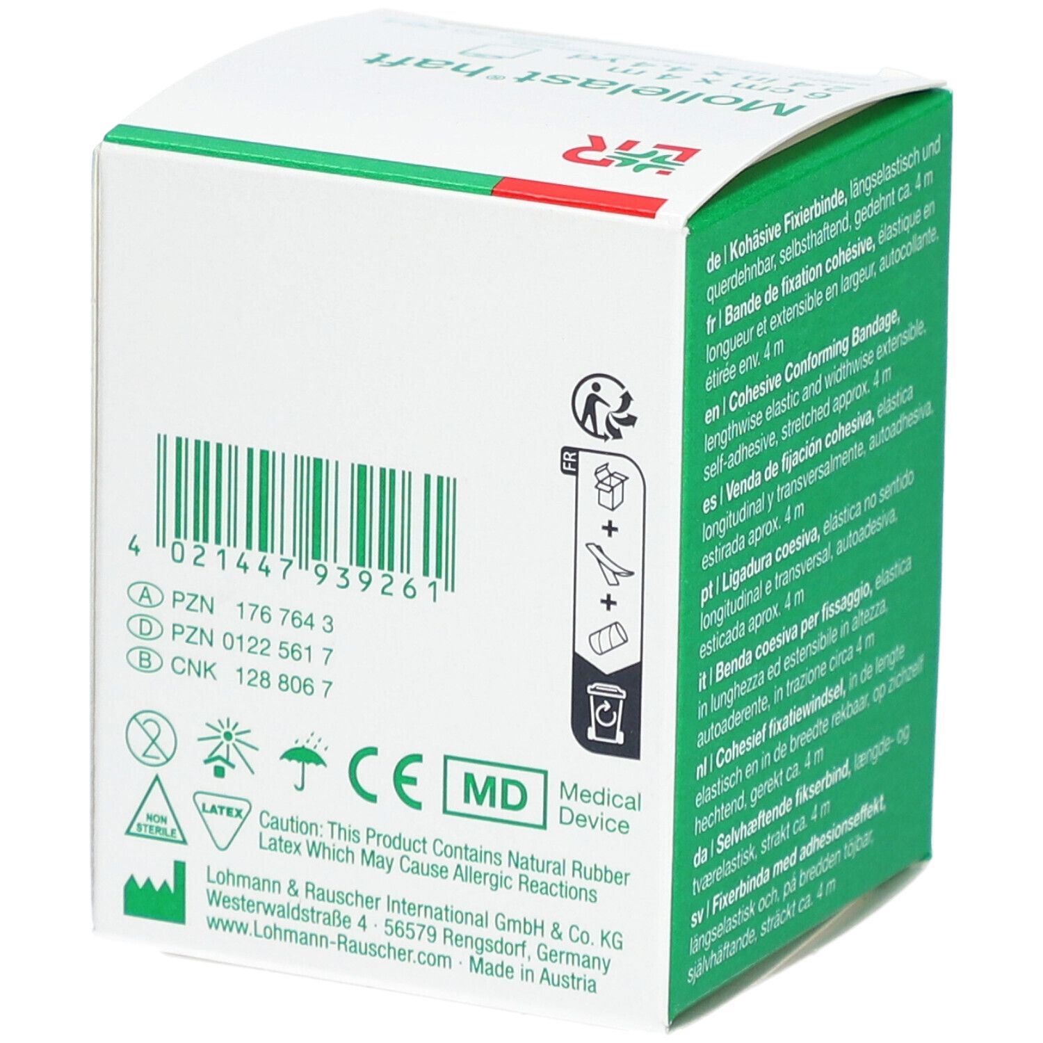 L&R Mollelast® Haft - Bande de fixation cohésive - 6 cm x 4 m - Blanc
