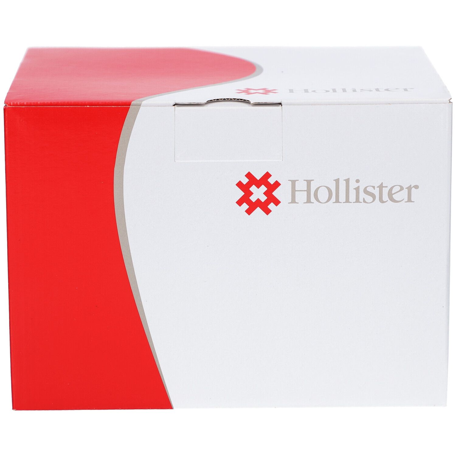 Emballage en carton avec logo Hollister. Coloris rouge et blanc. Code produit 9621. Rabat d'ouverture.