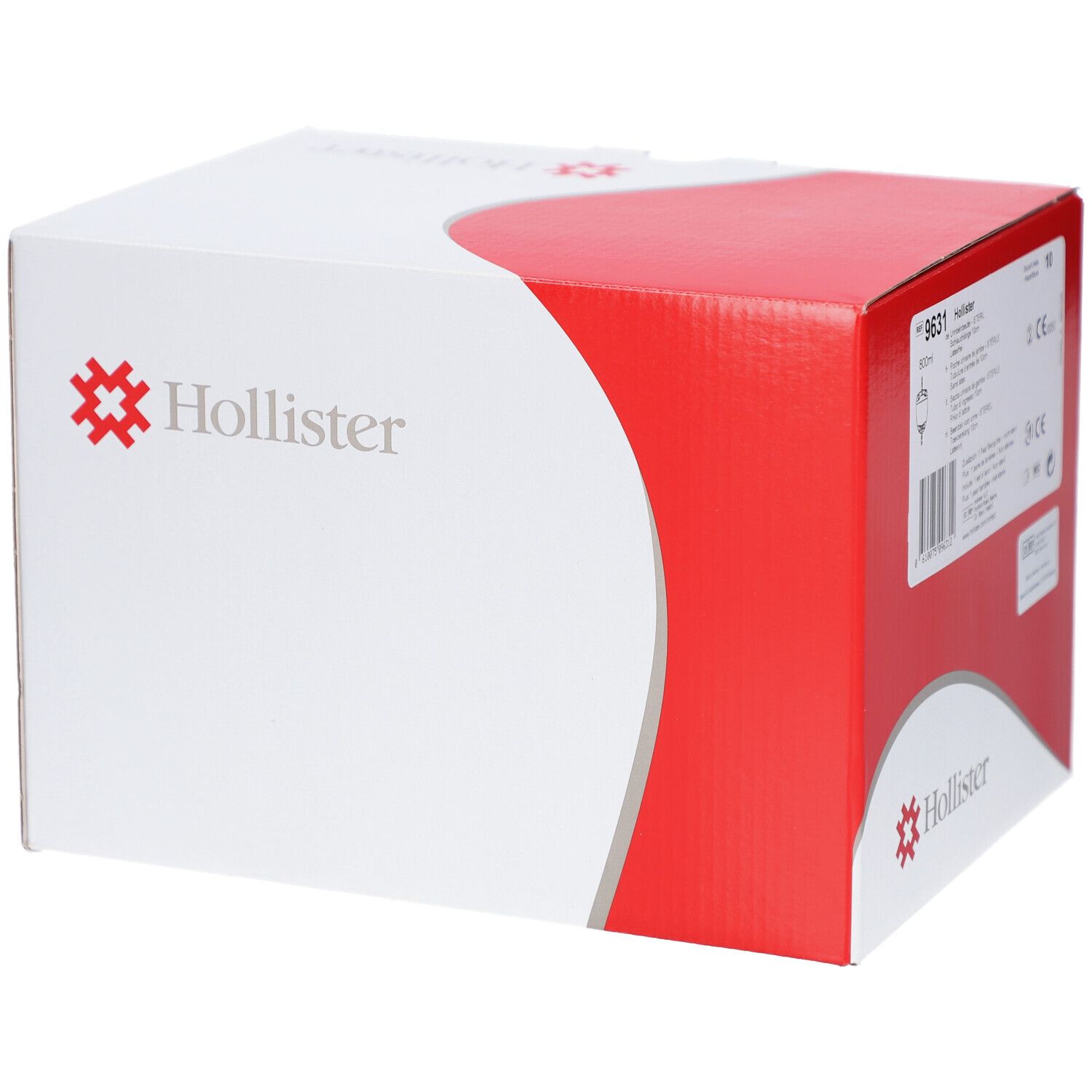 Boîte blanche et rouge avec logo Hollister et code produit 9631.