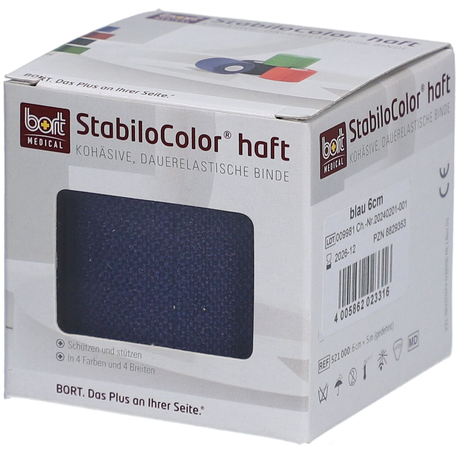 BORT StabiloColor® Bandes élastiques cohésives 6 cm bleu