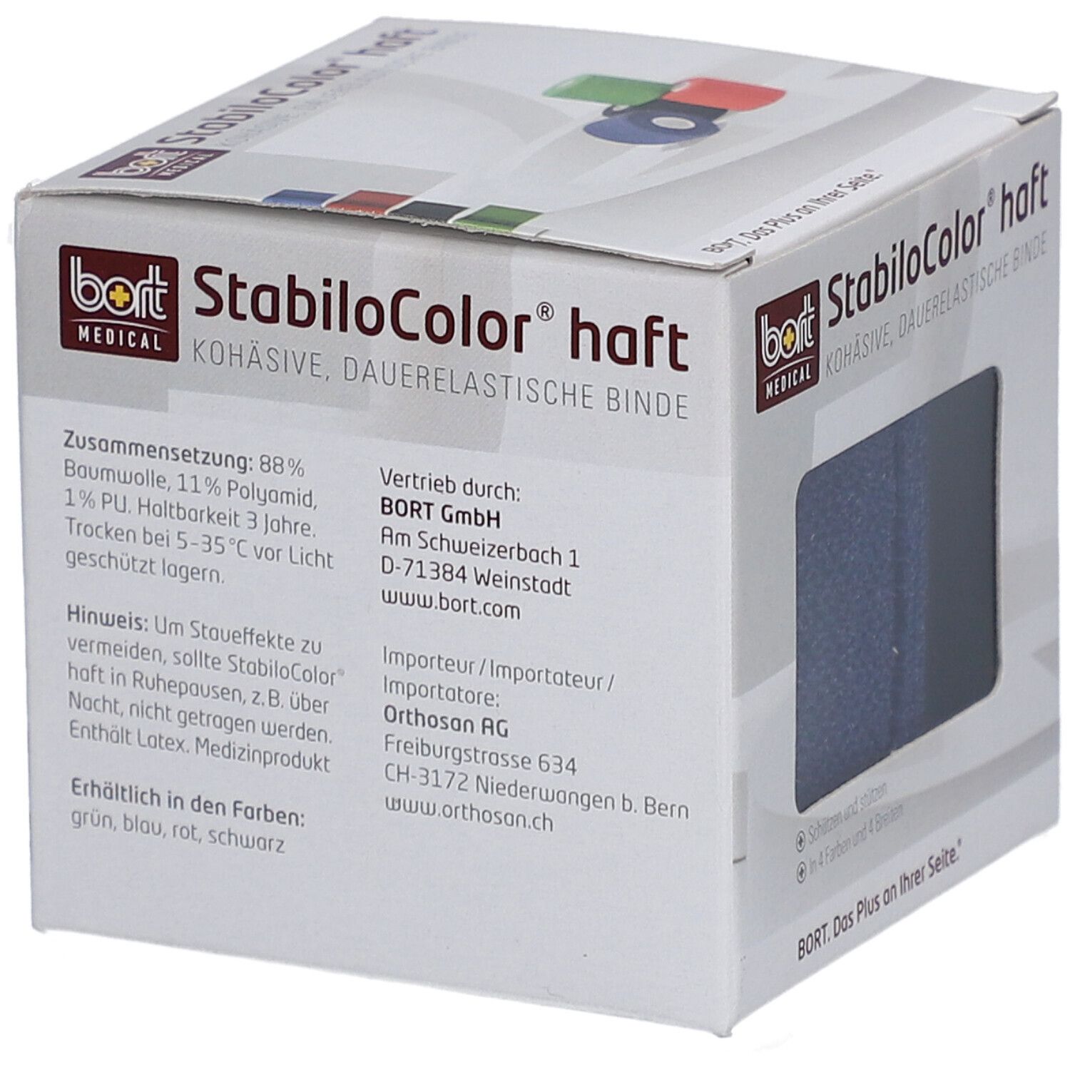 BORT StabiloColor® Bandes élastiques cohésives 6 cm bleu