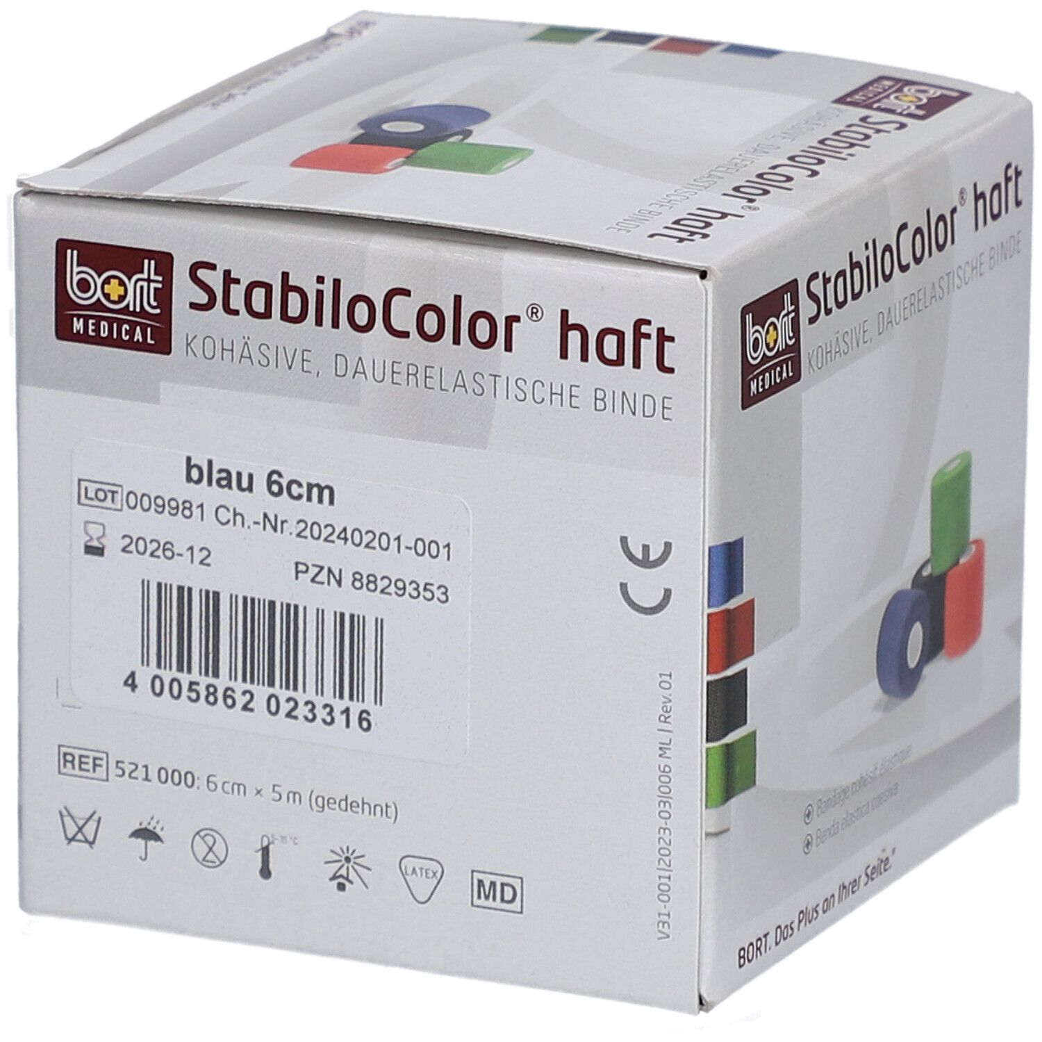 BORT StabiloColor® Bandes élastiques cohésives 6 cm bleu