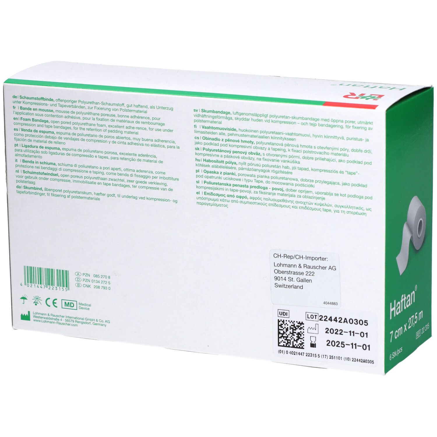 HAFTAN® Bande en mousse de polyuréthane 27,5 m x 7 cm
