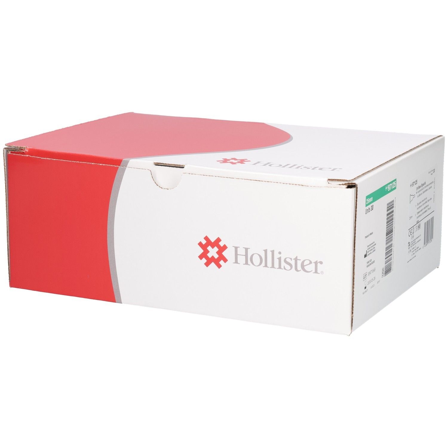 Hollister-Verpackung mit rotem und weißem Design.