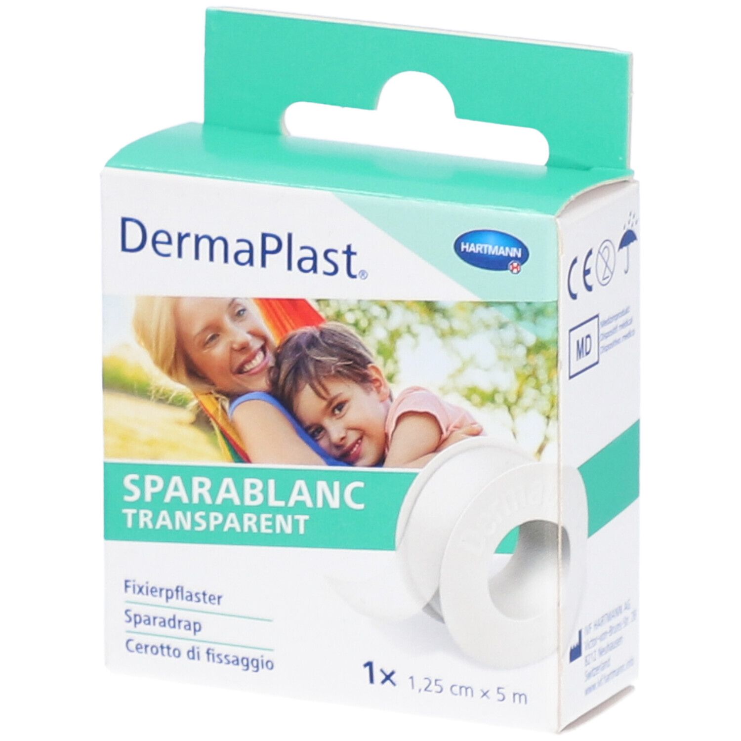 HARTMANN Dermaplast® Sparablanc Transparent 1,25 cm x 5 m weiß