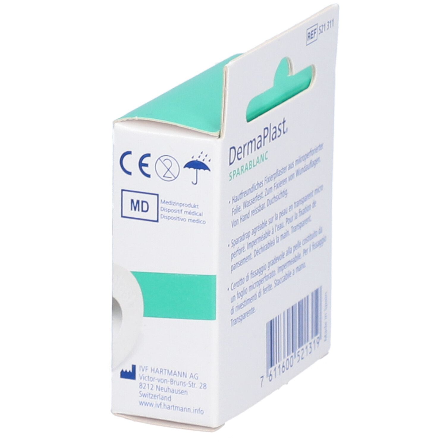 HARTMANN Dermaplast® Sparablanc Transparent 1,25 cm x 5 m weiß
