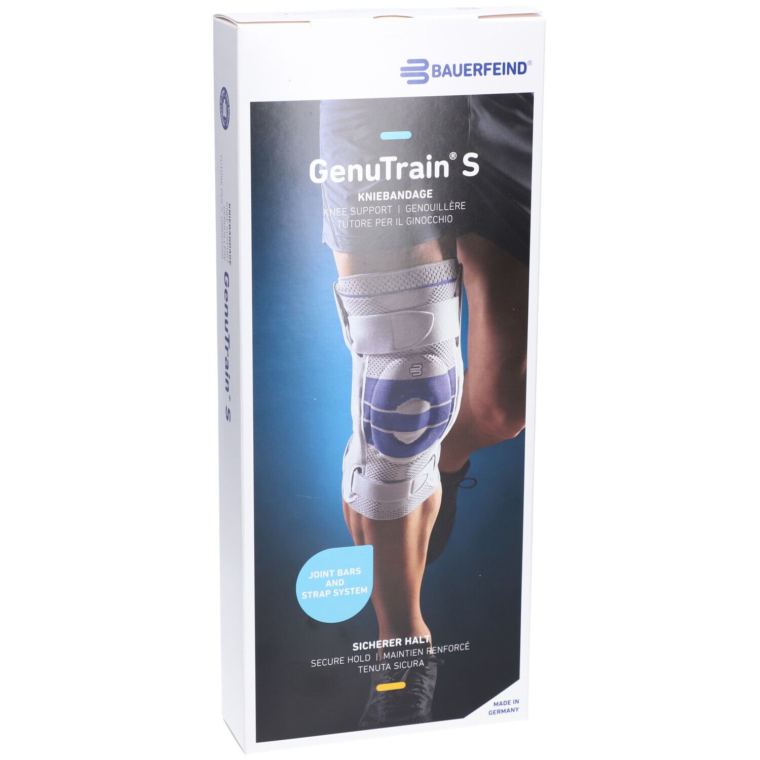 BAUERFEIND® GenuTrain® S Titanium Kniebandage Links Größe 2