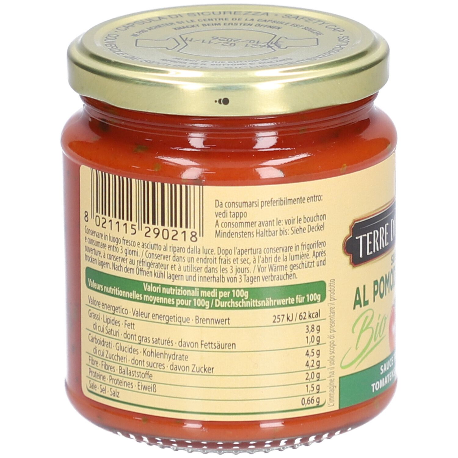 Terre di Sangiorgio Bio Tomatensauce mit Basilikum