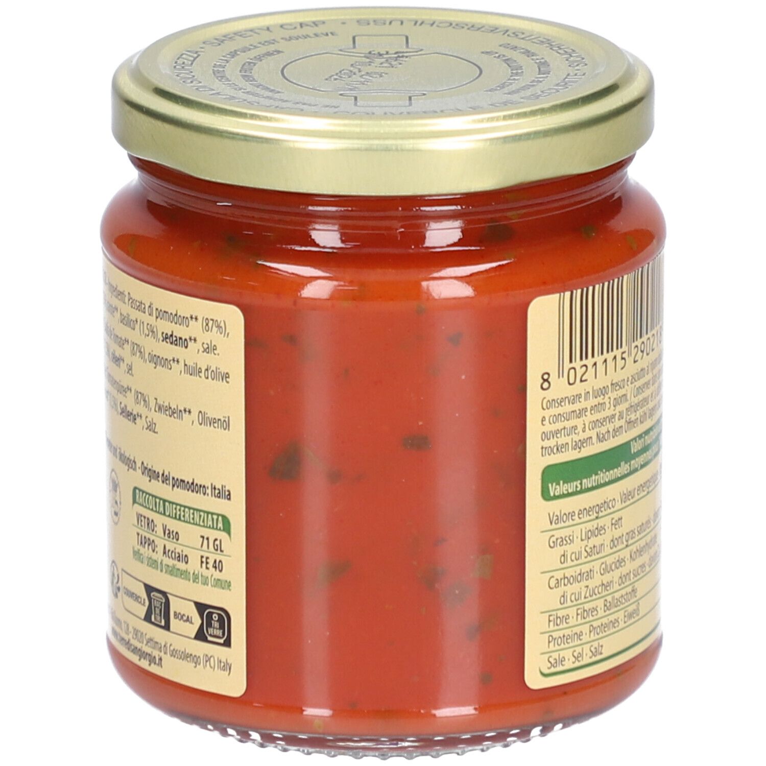 Terre di Sangiorgio Bio Tomatensauce mit Basilikum