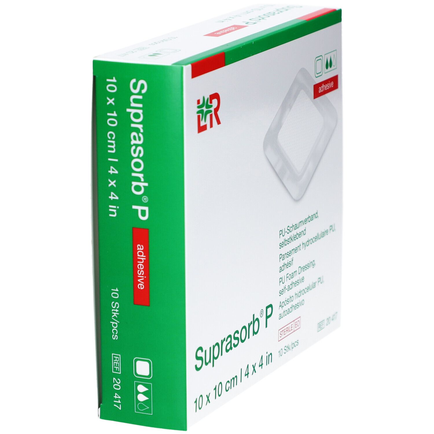 L&R Suprasorb® P Pansement hydrocellulaire PU, adhésif 10 x 10 cm