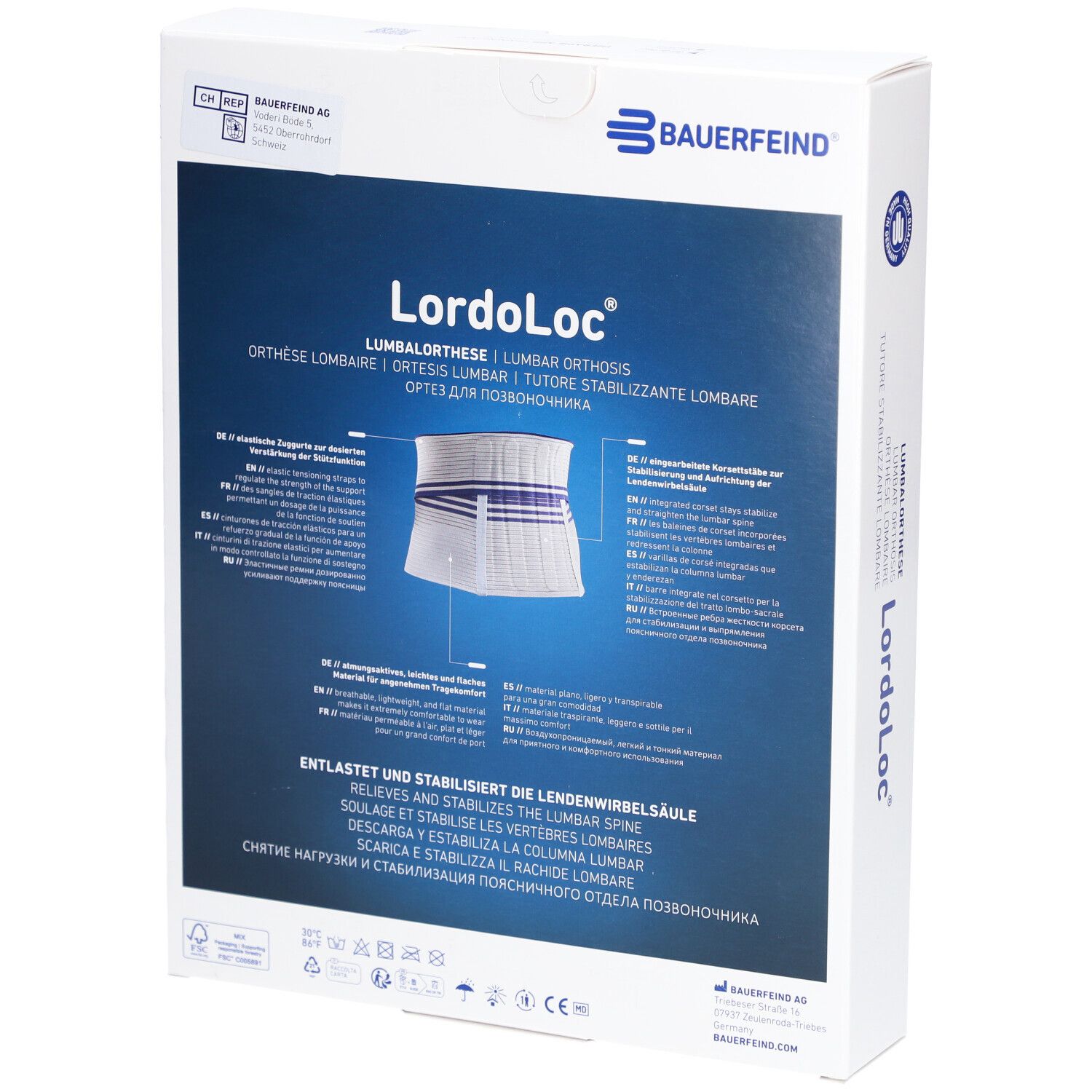 BAUERFEIND® LordoLoc® Lumbale Orthese Größe 6 Titanium