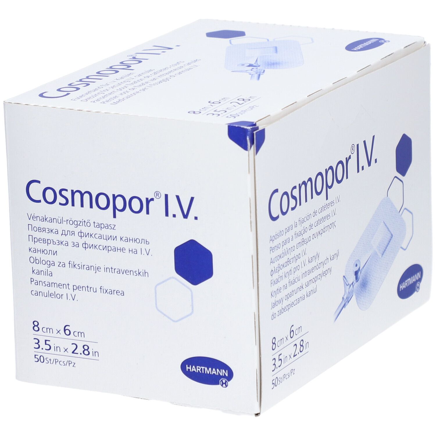 HARTMANN Cosmopor® I.V. Pansement pour fixation de cathéters courts 8 x 6 cm