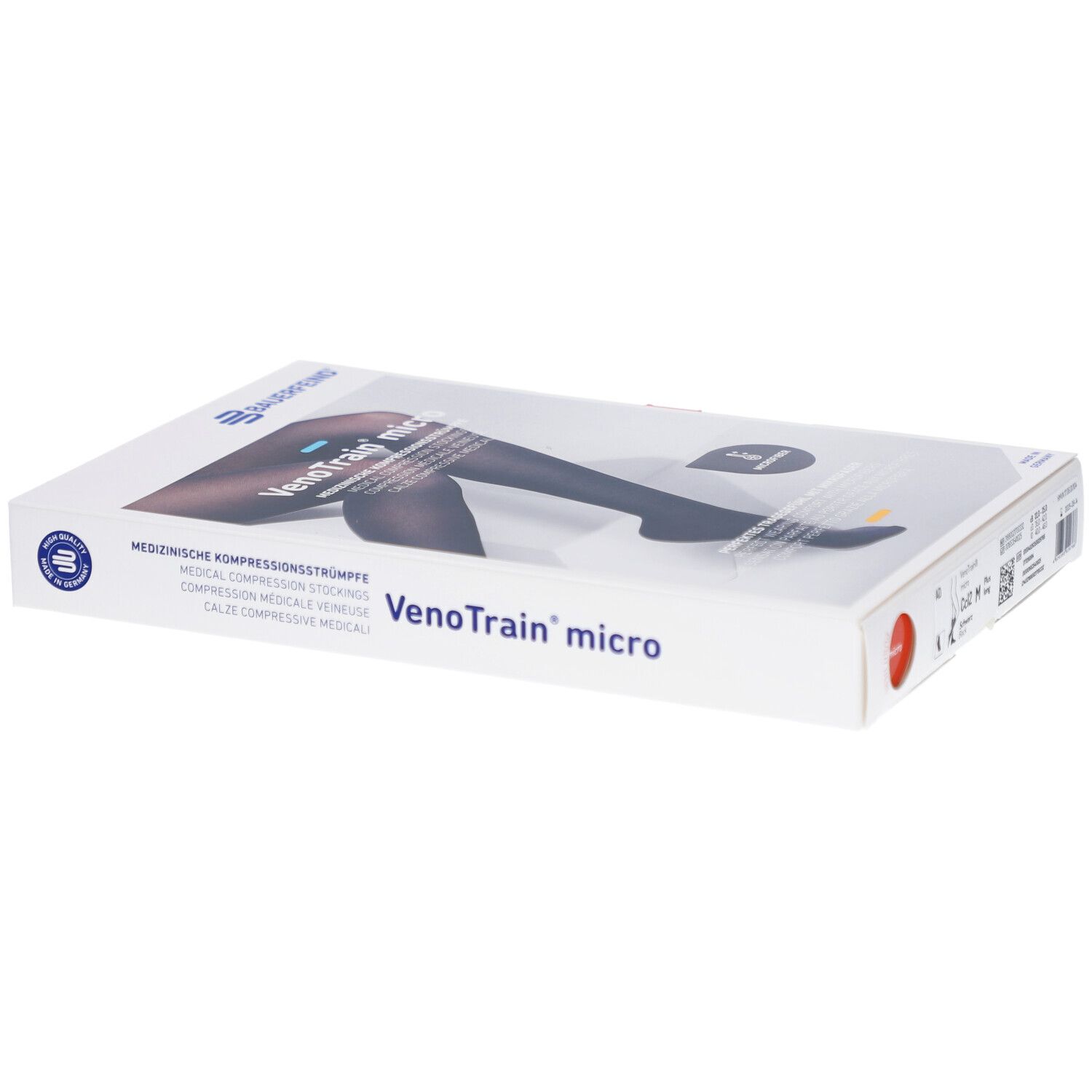 BAUERFEIND VenoTrain micro strumpf schwarz - Medizinische Kompressionsstrümpfe - AD CCL2 Größe M plus/lang Fuß geschlossen