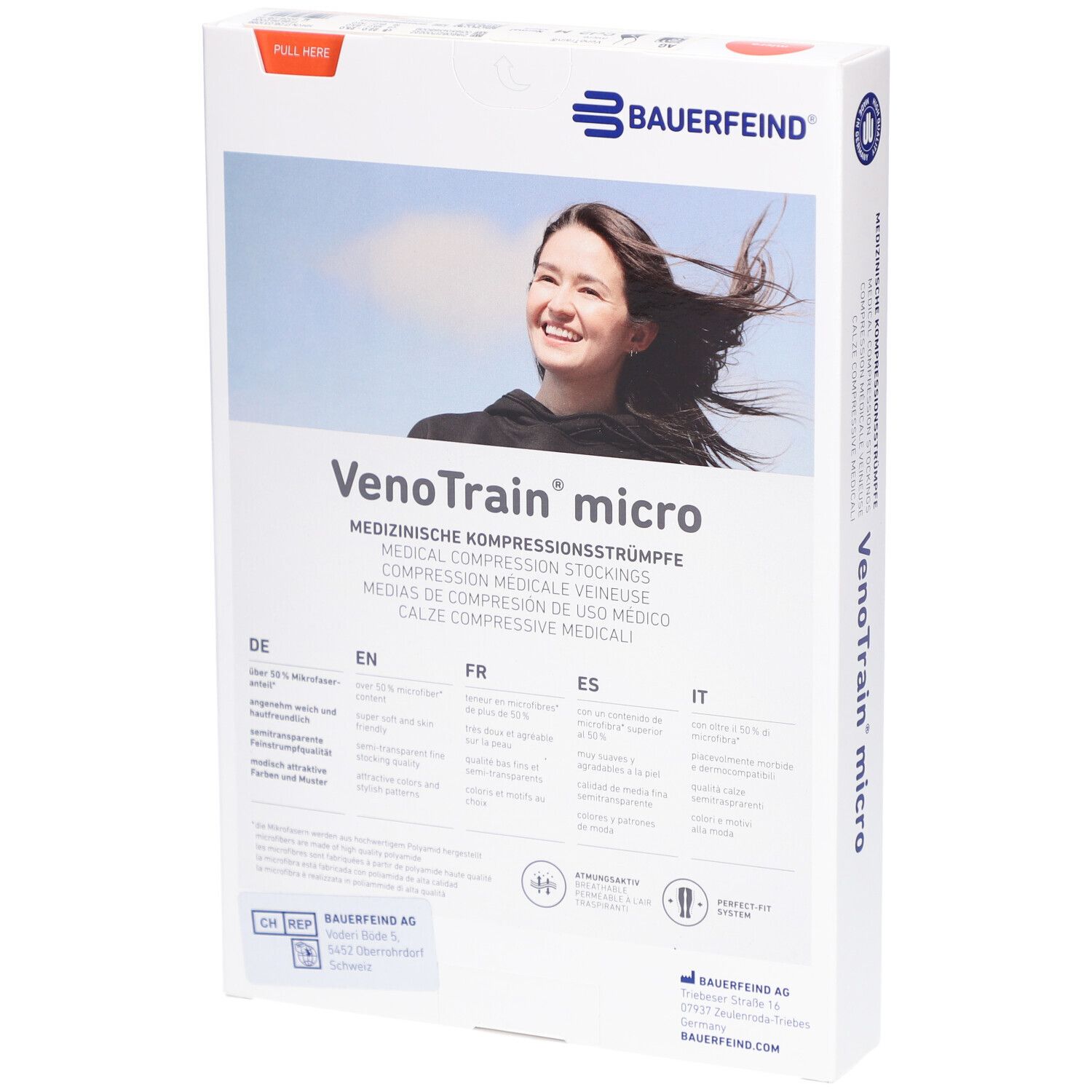 BAUERFEIND VenoTrain micro strumpf schwarz - Medizinische Kompressionsstrümpfe - AG CCL2 Größe M normal/kurz Fuß geschlossen