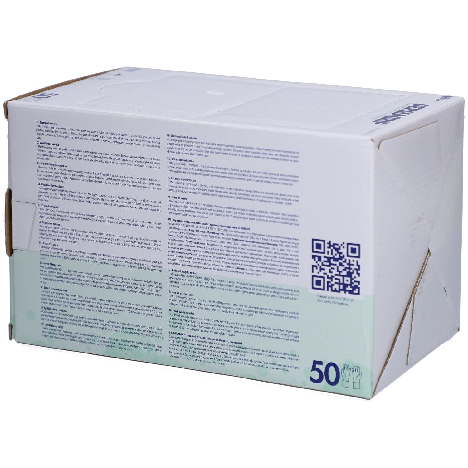 Dermagrip Untersuchungs-Handschuhe Latex L steril