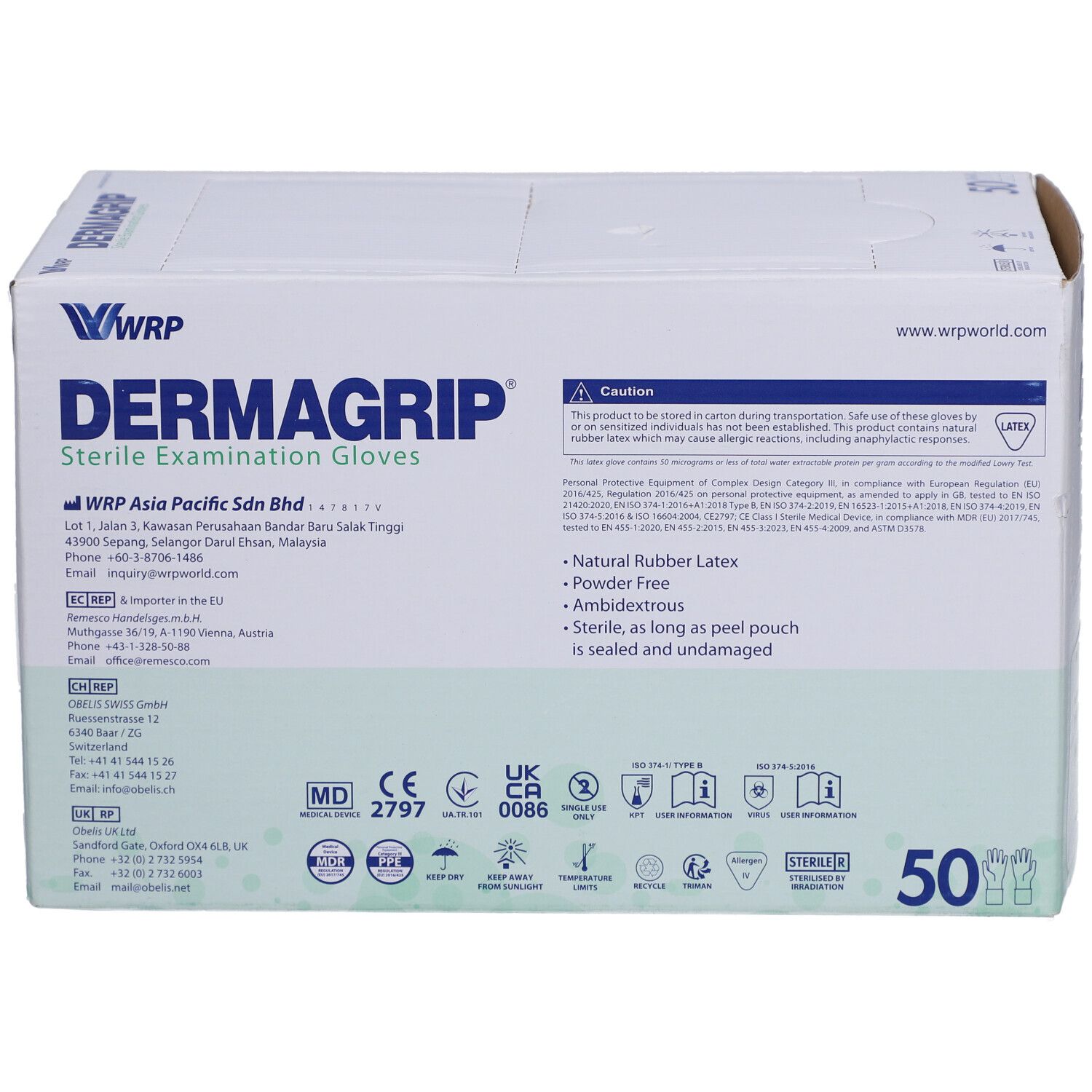 Dermagrip Untersuchungs-Handschuhe Latex L steril