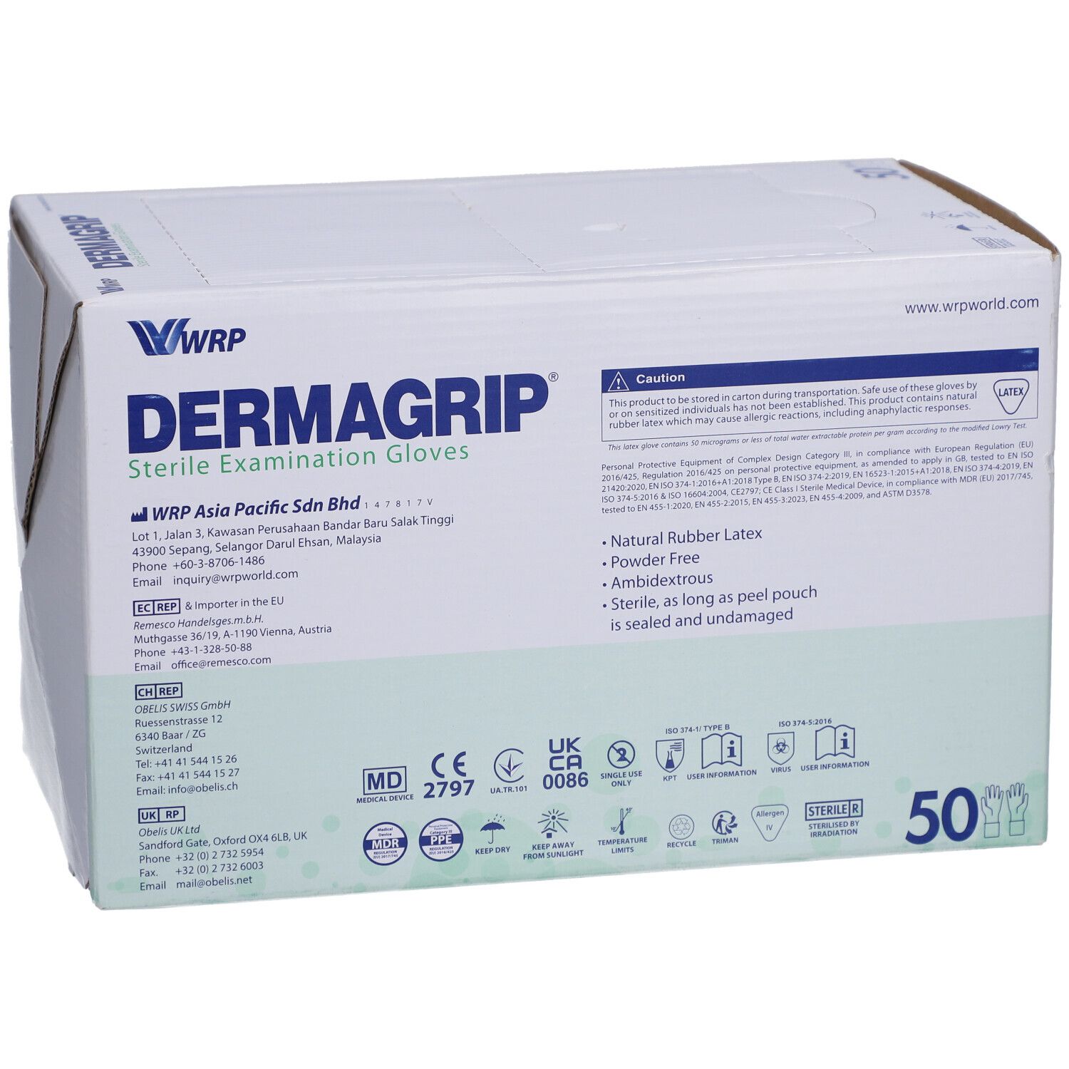 Dermagrip Untersuchungs-Handschuhe Latex L steril