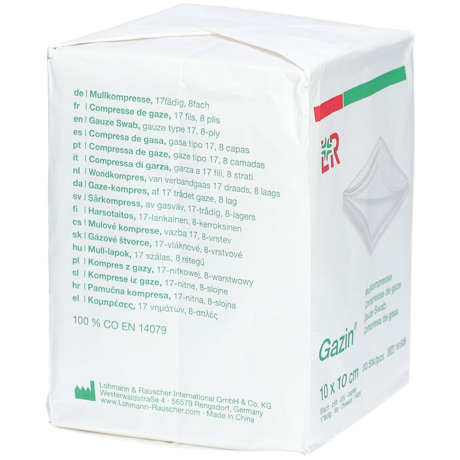 Gazin® Mullkompresse 10 cm x 10 cm unsteril 8 lagig