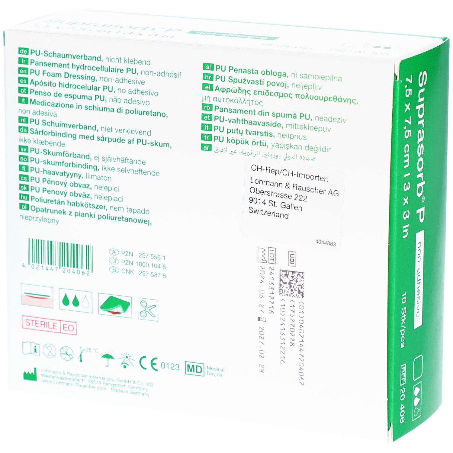 Suprasorb® P PU-Schaumverband 7,5 cm x 7,5 cm nicht selbstklebend