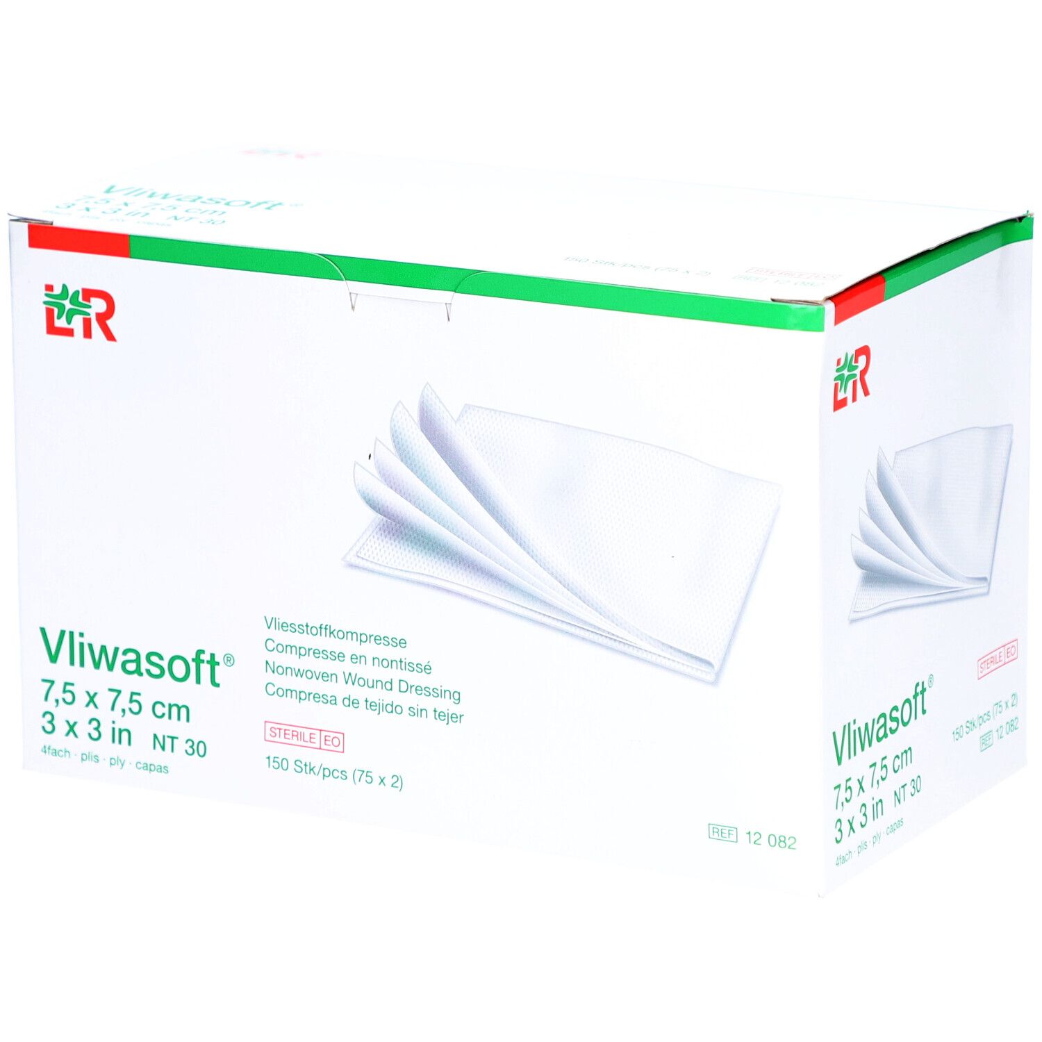 Vliwasoft® Vliesstoffkompresse 7,5 cm x 7,5 cm 4lagig steril