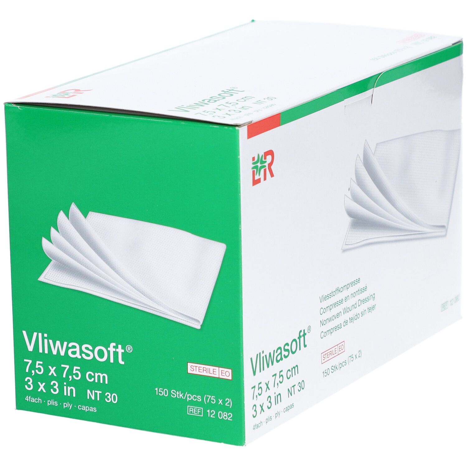 Vliwasoft® Vliesstoffkompresse 7,5 cm x 7,5 cm 4lagig steril