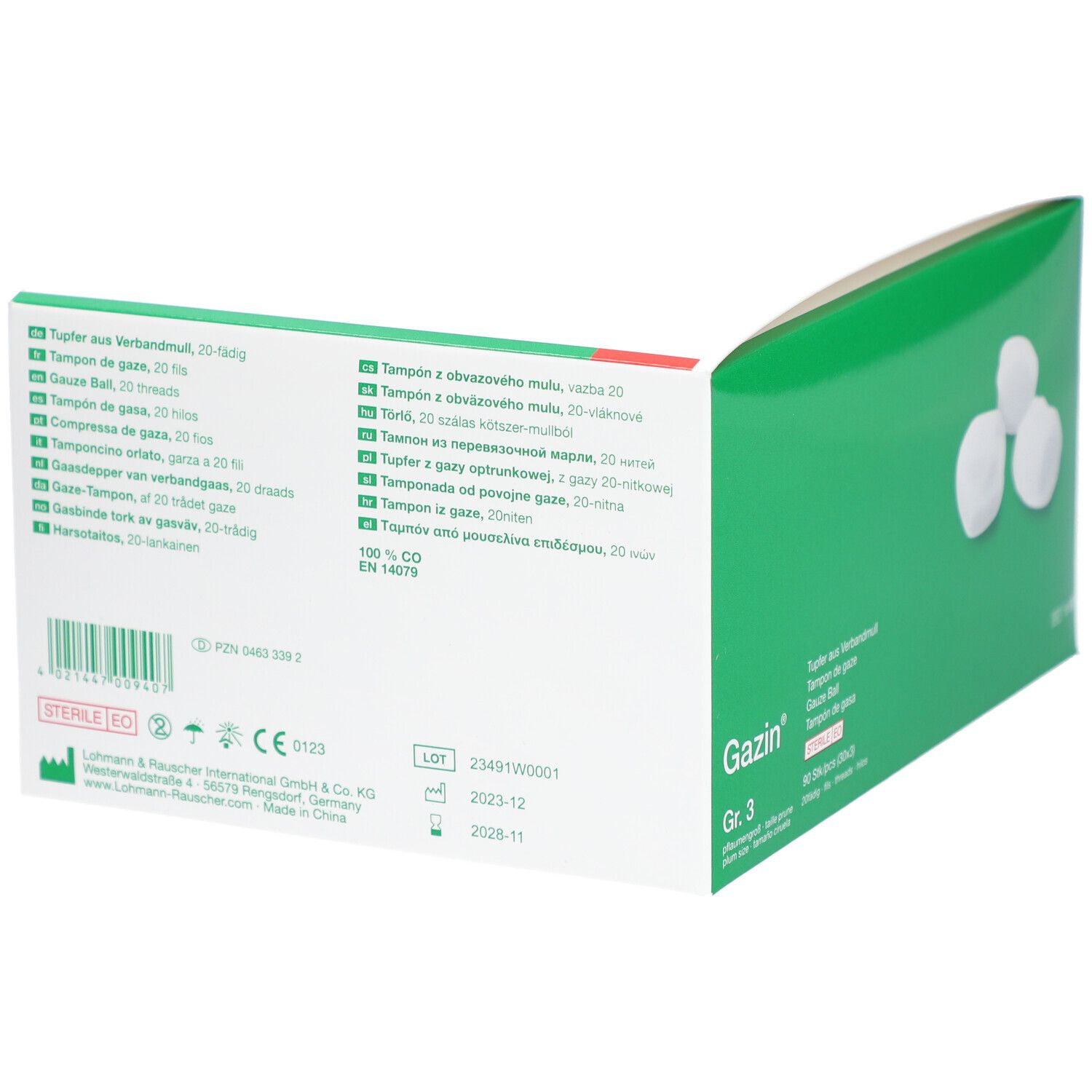 Gazin® Tupfer pflaumengroß steril Gr. 3