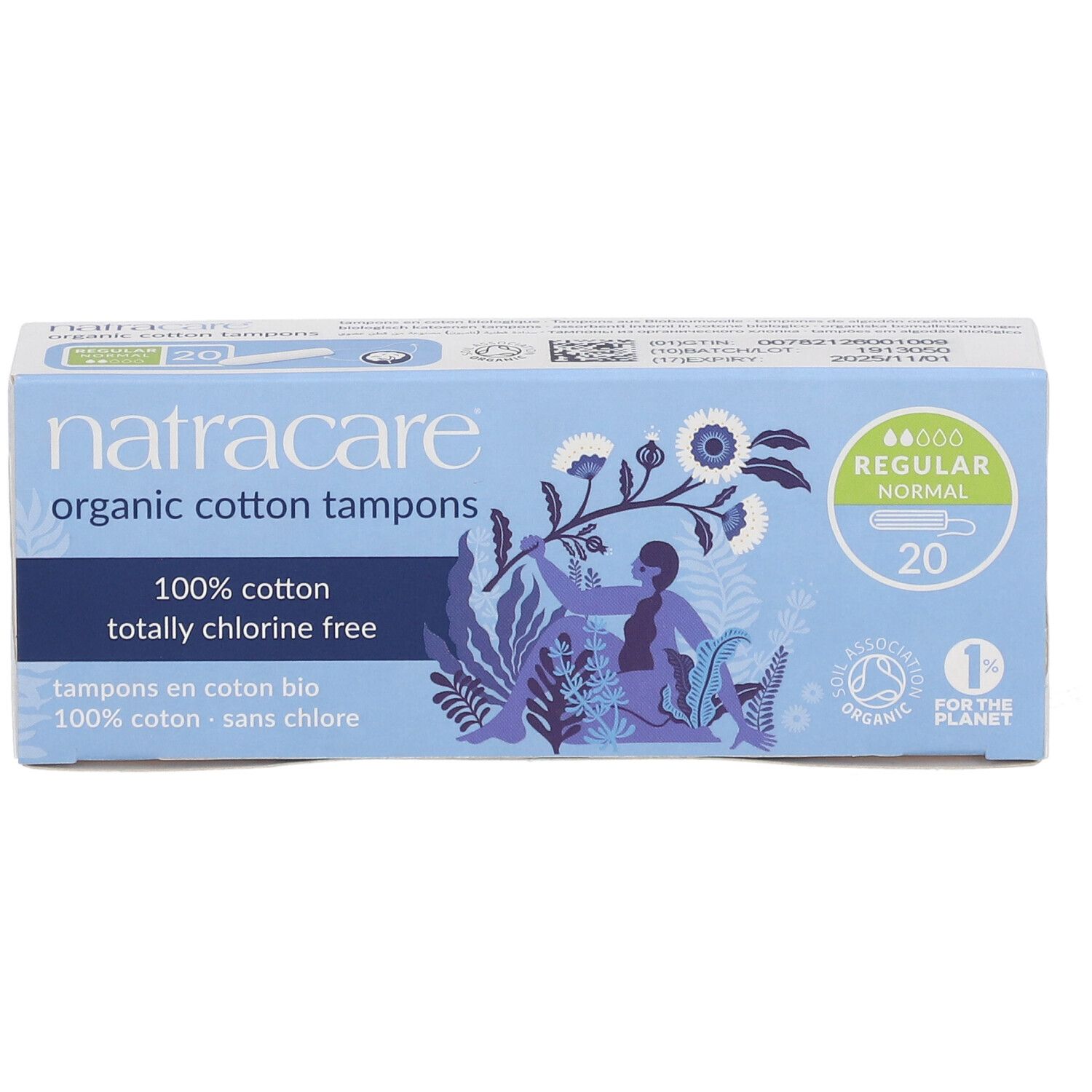 NATRACARE Tampons en coton bio regular sans applicateur