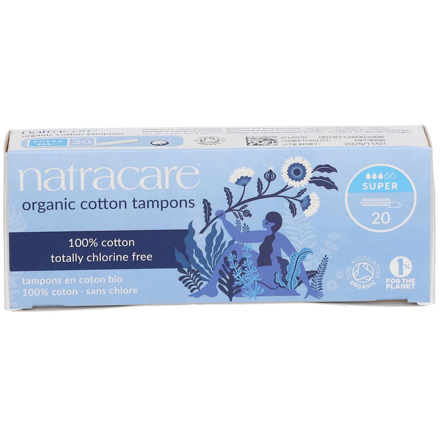 NATRACARE Tampons en coton bio super sans applicateur