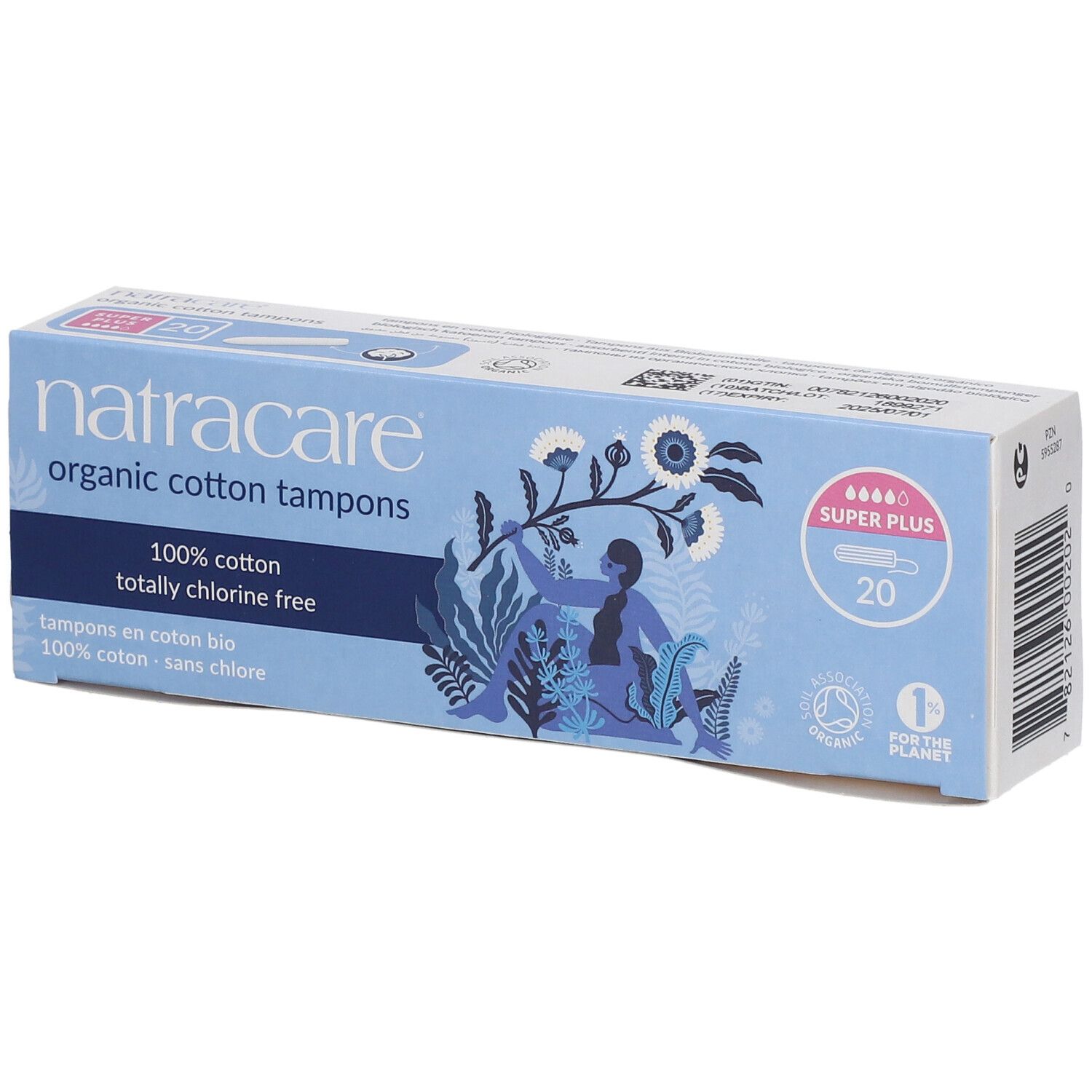 NATRACARE Tampons en coton bio super plus sans applicateur