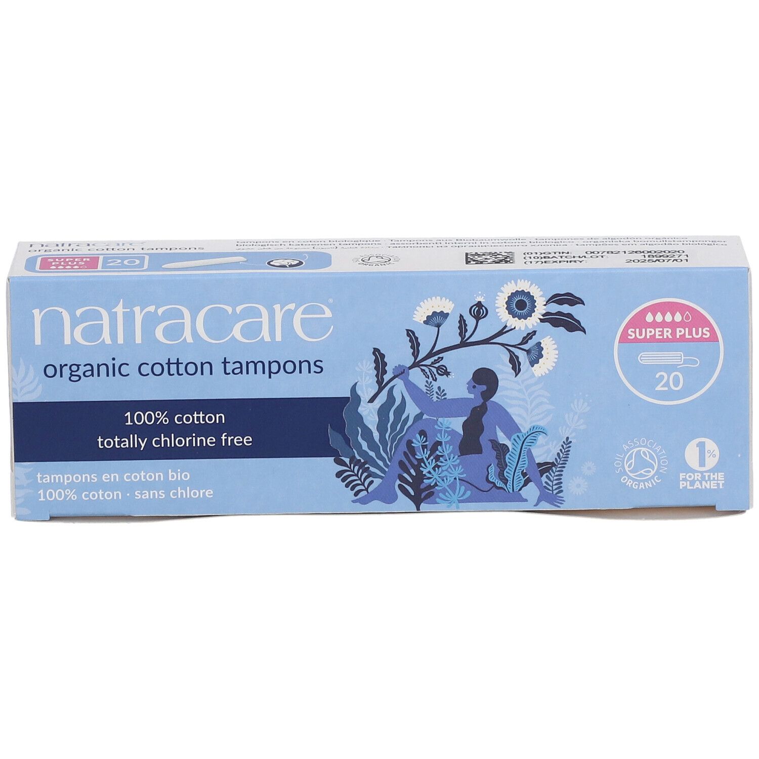 NATRACARE Tampons en coton bio super plus sans applicateur