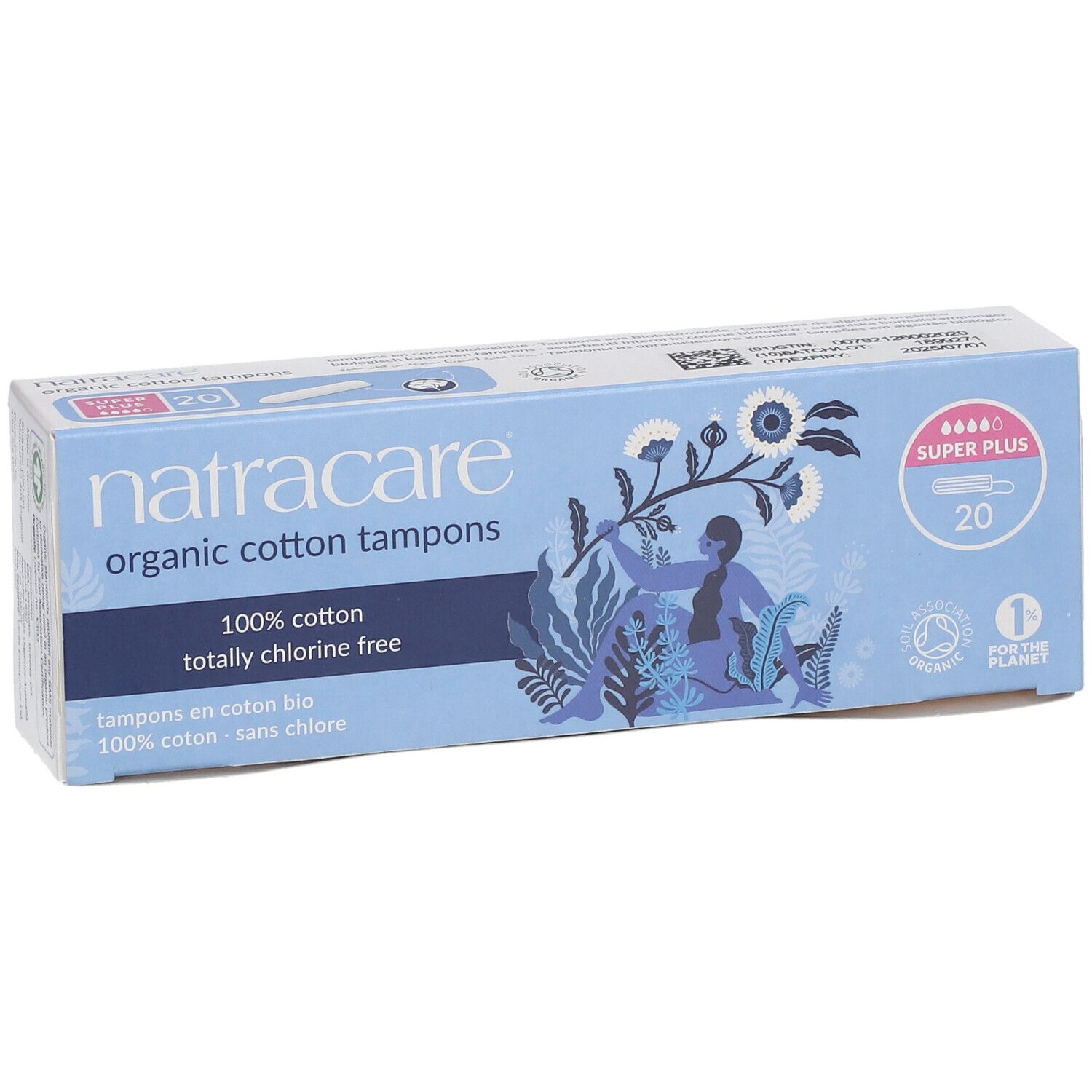 NATRACARE Tampons en coton bio super plus sans applicateur