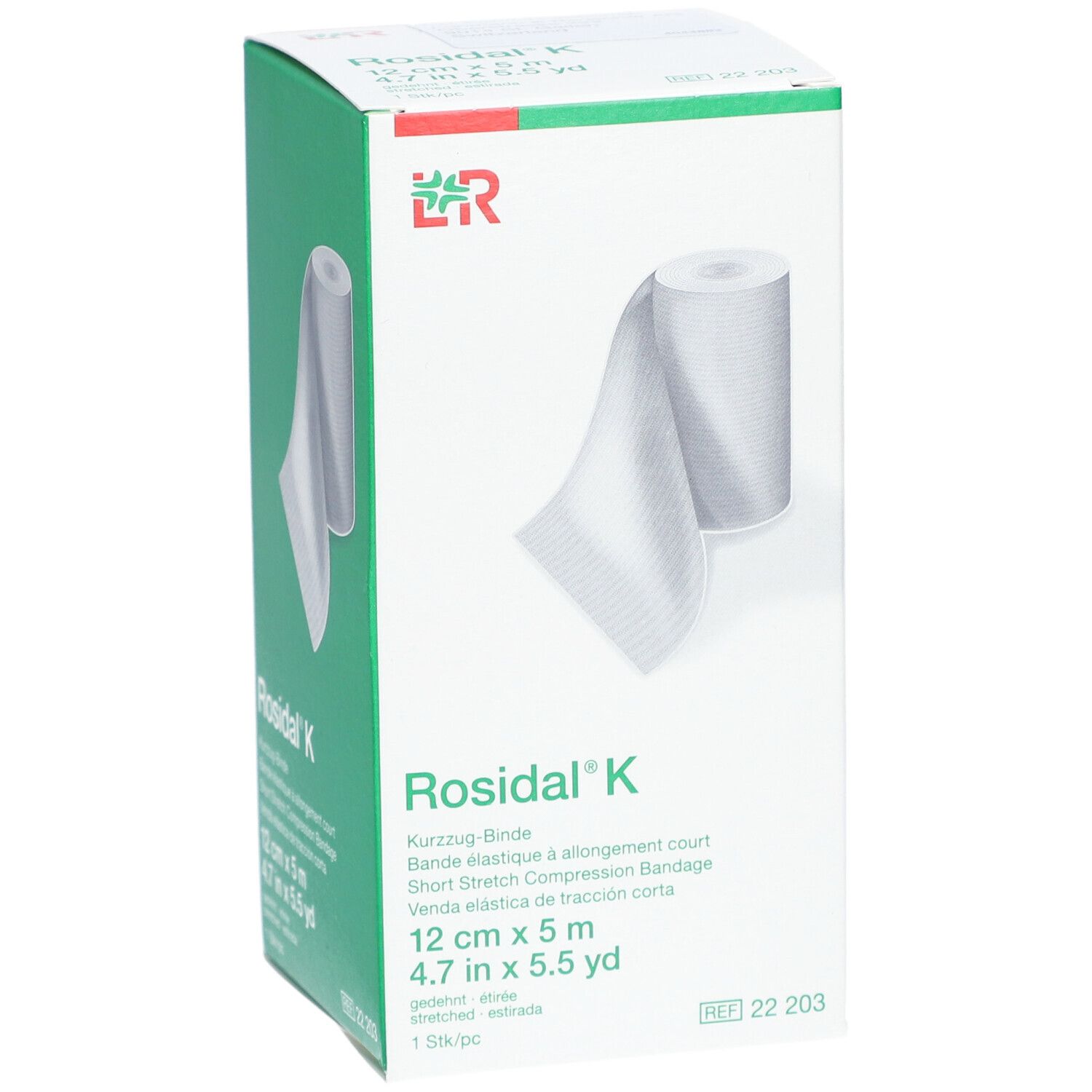 L&R Rosidal® K Bande élastique à allongement court 12 cm x 5 m