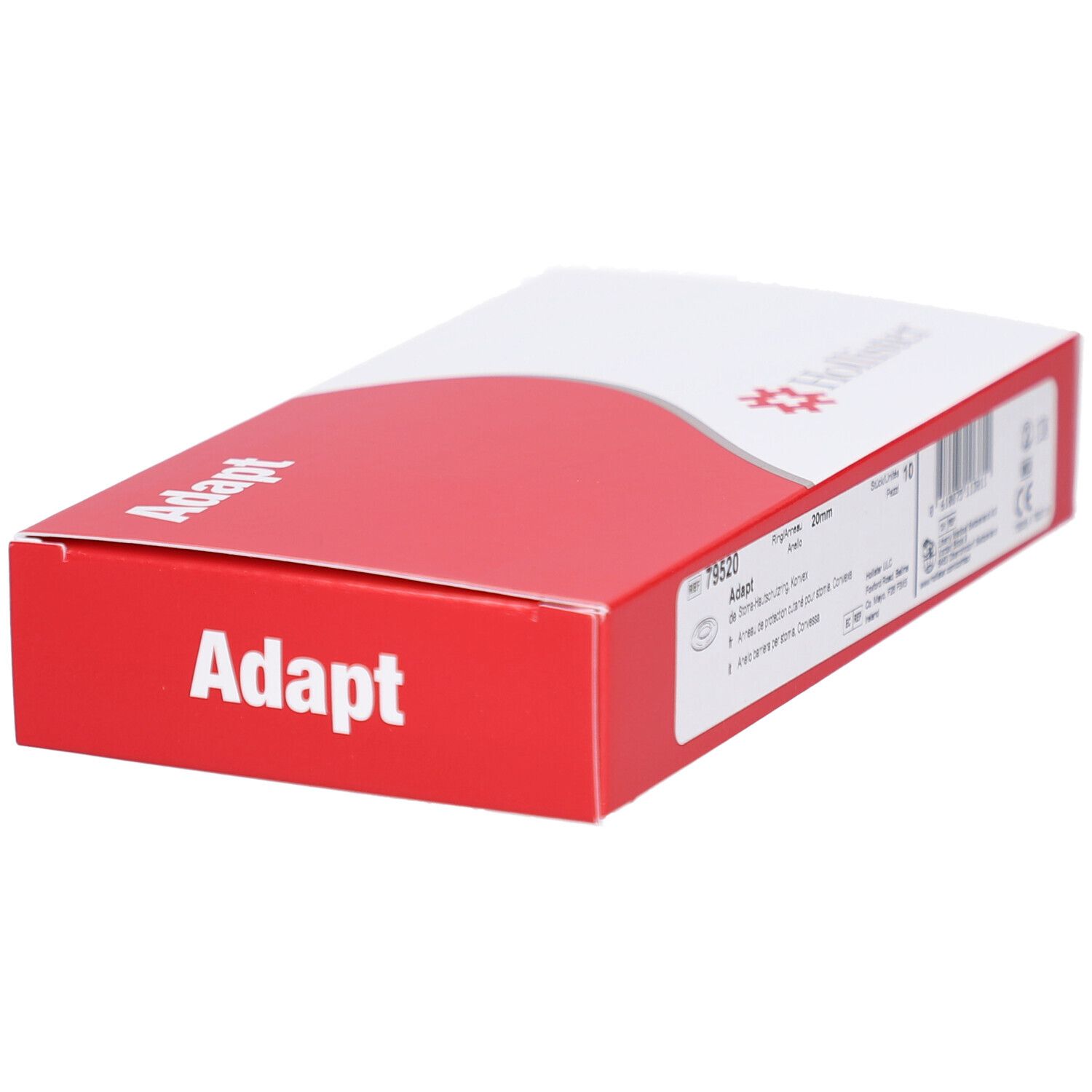 Hollister Adapt Verpackung. Rote Schachtel mit weißem Deckel. Adapt-Schriftzug. 20 mm Ringgröße.