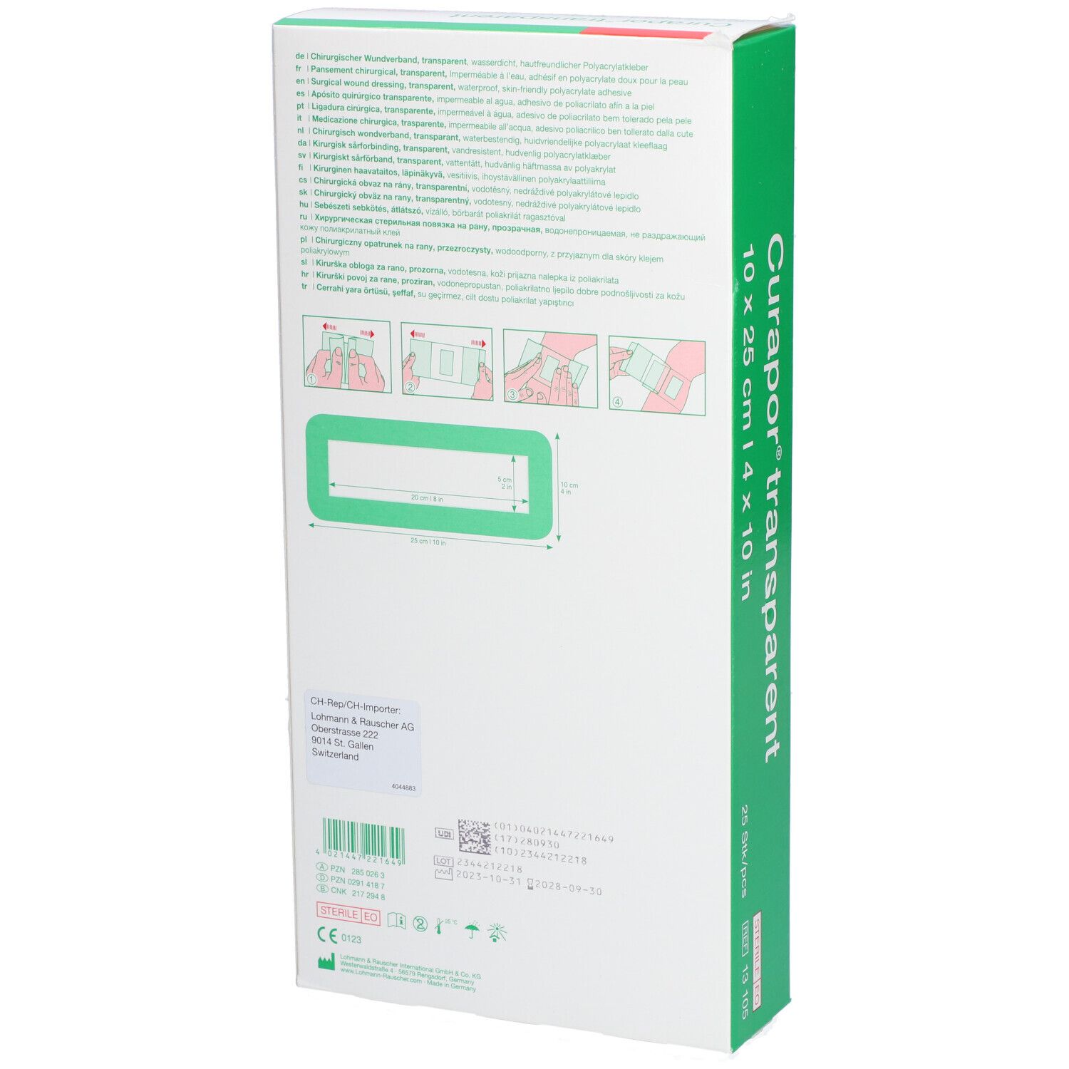 Curapor Transparent Steril 10x25cm